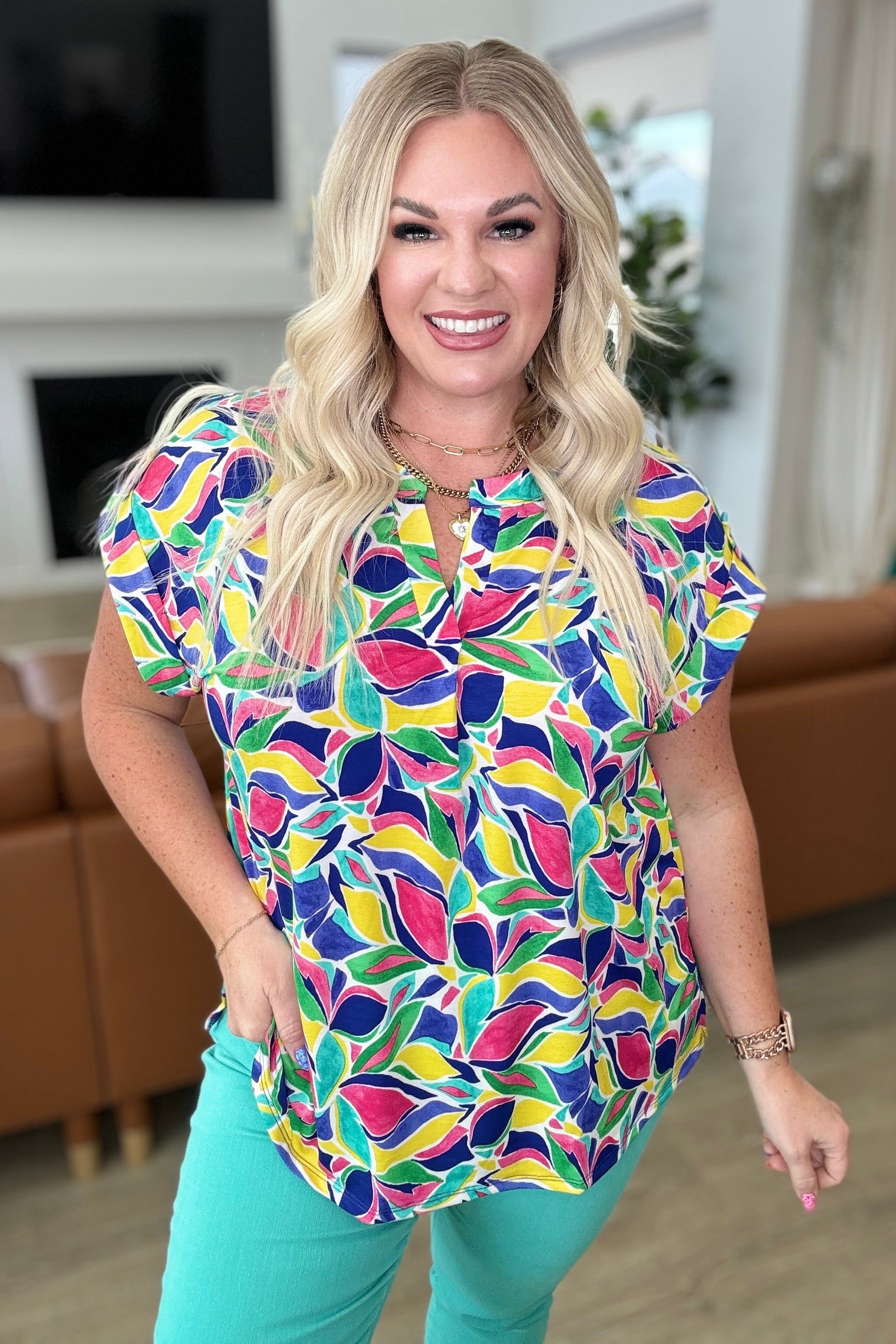 Lizzy Cap Sleeve in Royal and Magenta Mod Floral - Shop All Around Divas