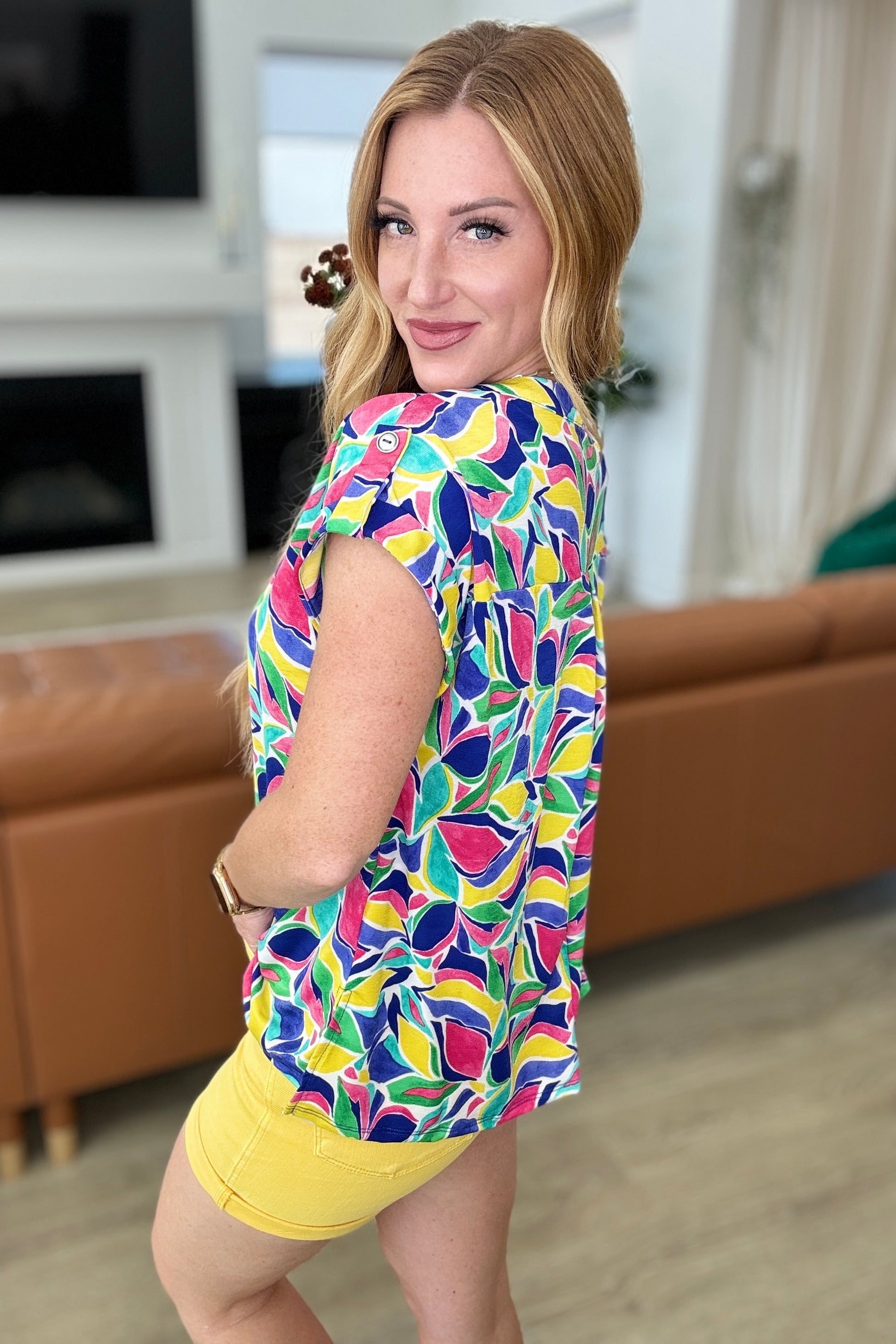Lizzy Cap Sleeve in Royal and Magenta Mod Floral - Shop All Around Divas