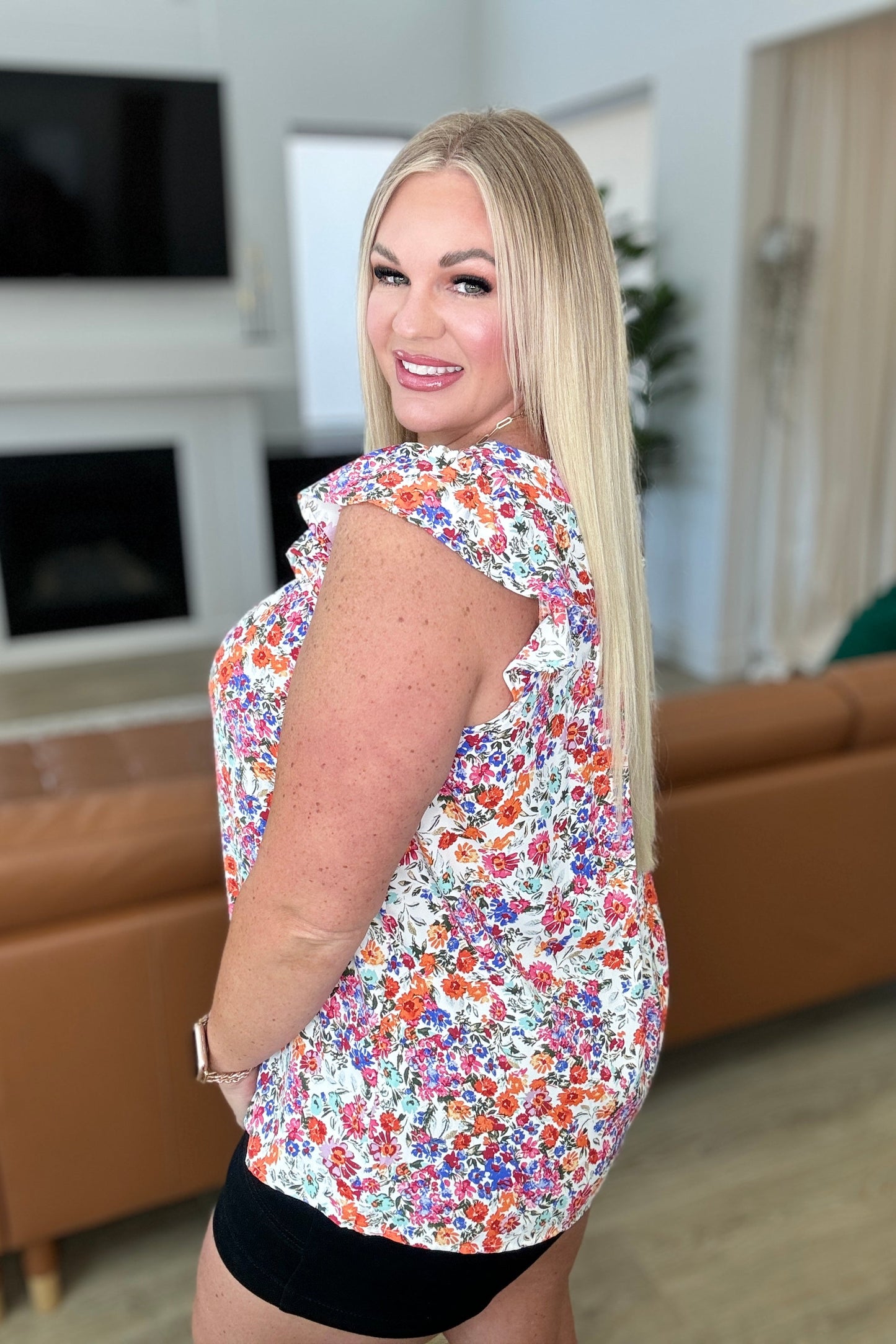 Take A Risk Floral Square Neck Top - Shop All Around Divas