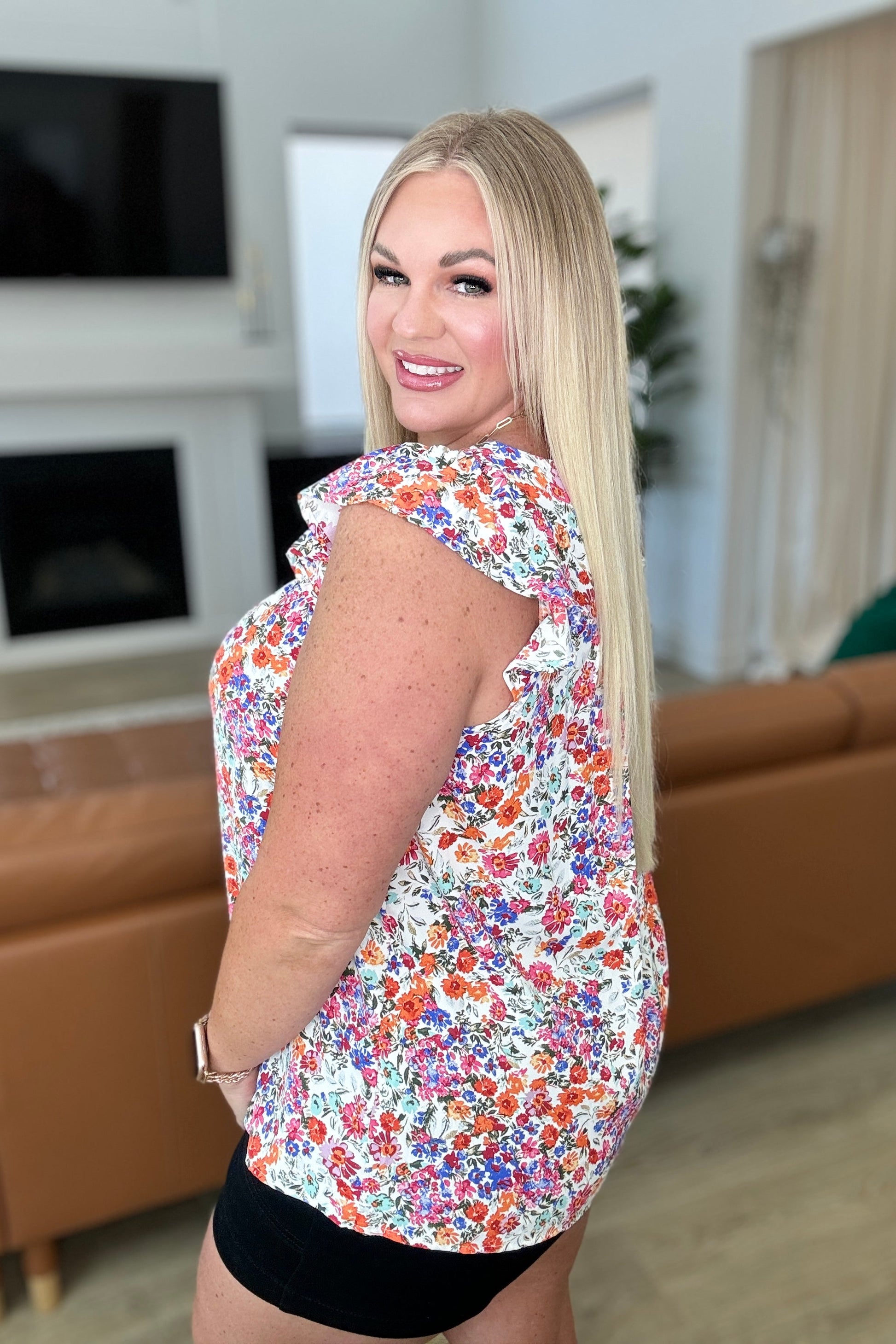 Take A Risk Floral Square Neck Top - Shop All Around Divas