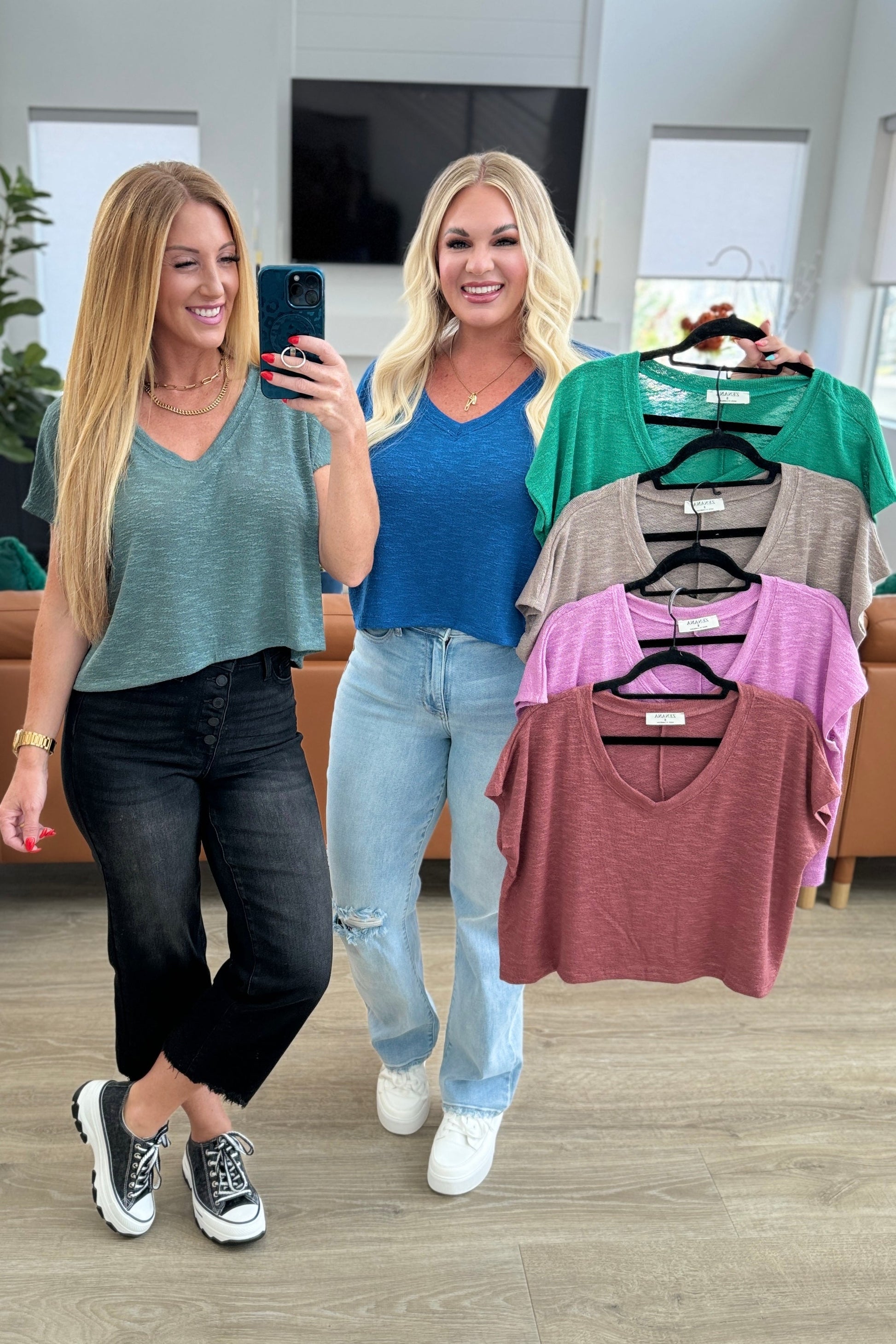 Classic Comfort V-Neck Top in Kelly Green - Shop All Around Divas