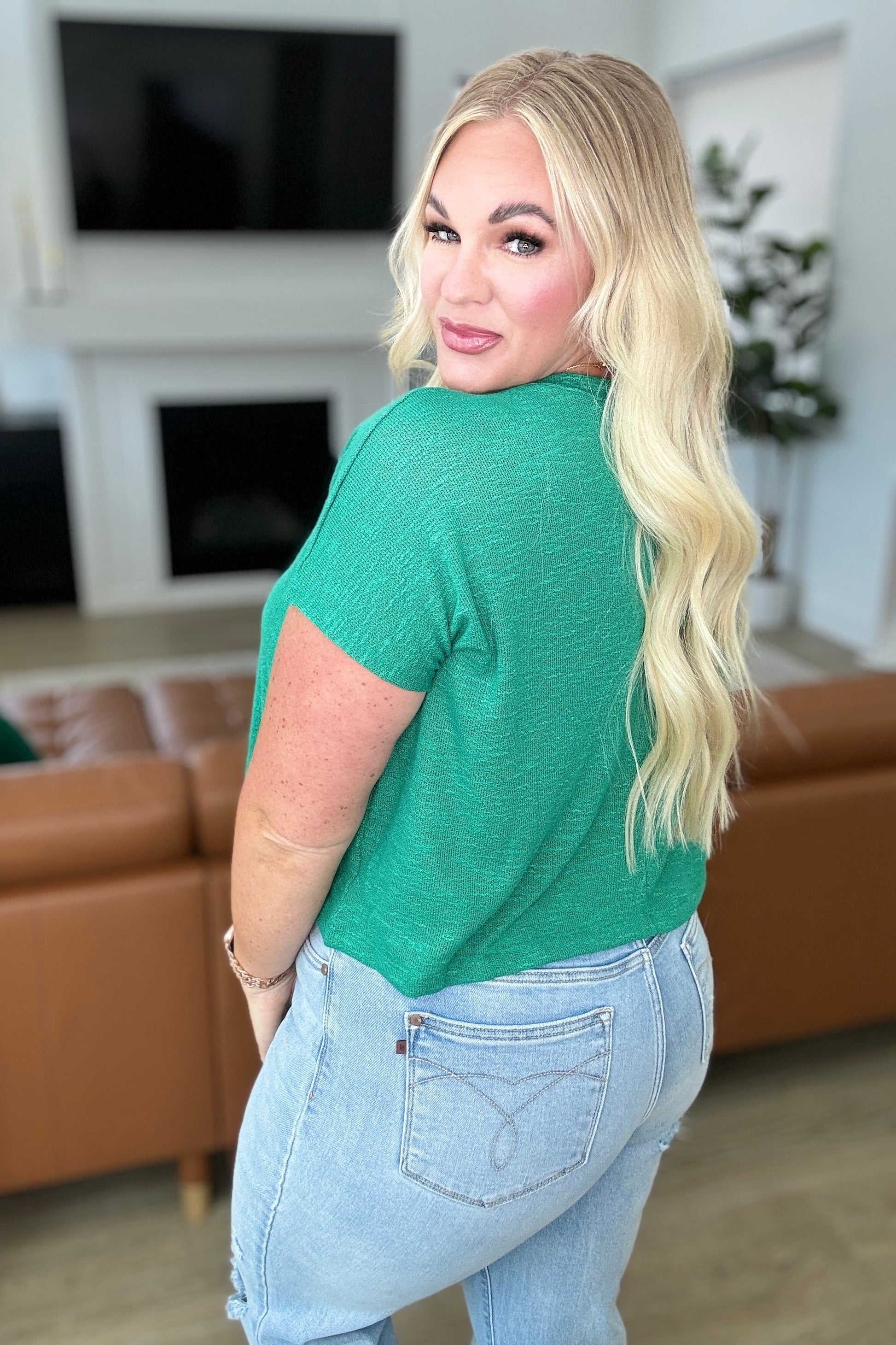 Classic Comfort V-Neck Top in Kelly Green - Shop All Around Divas