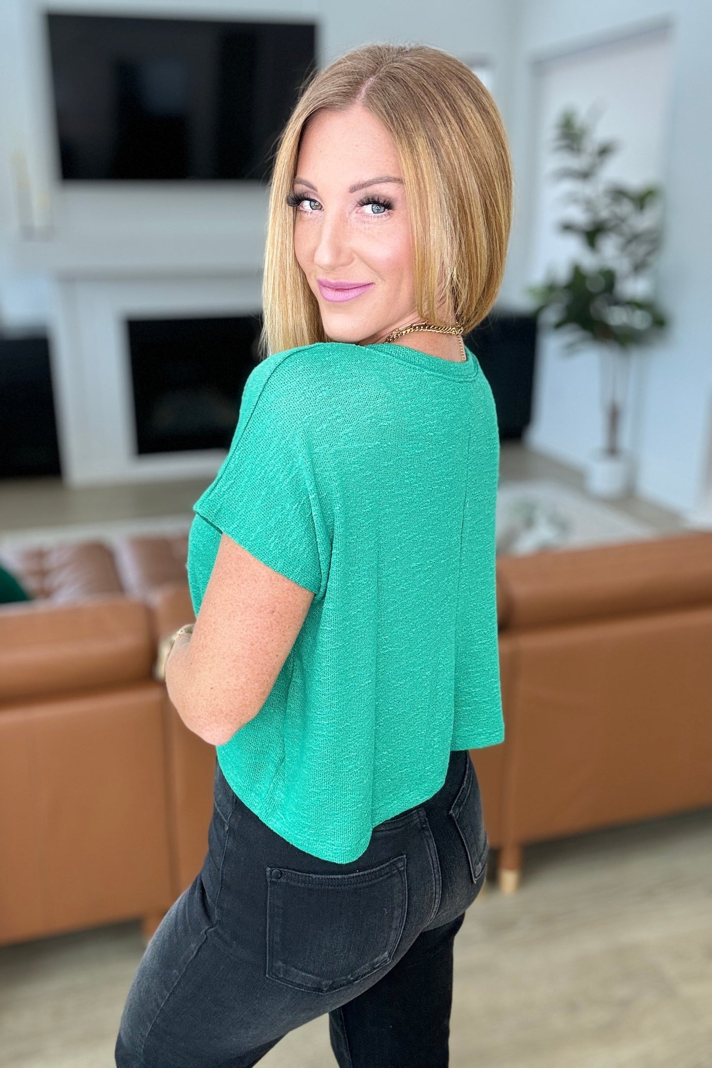 Classic Comfort V-Neck Top in Kelly Green - Shop All Around Divas