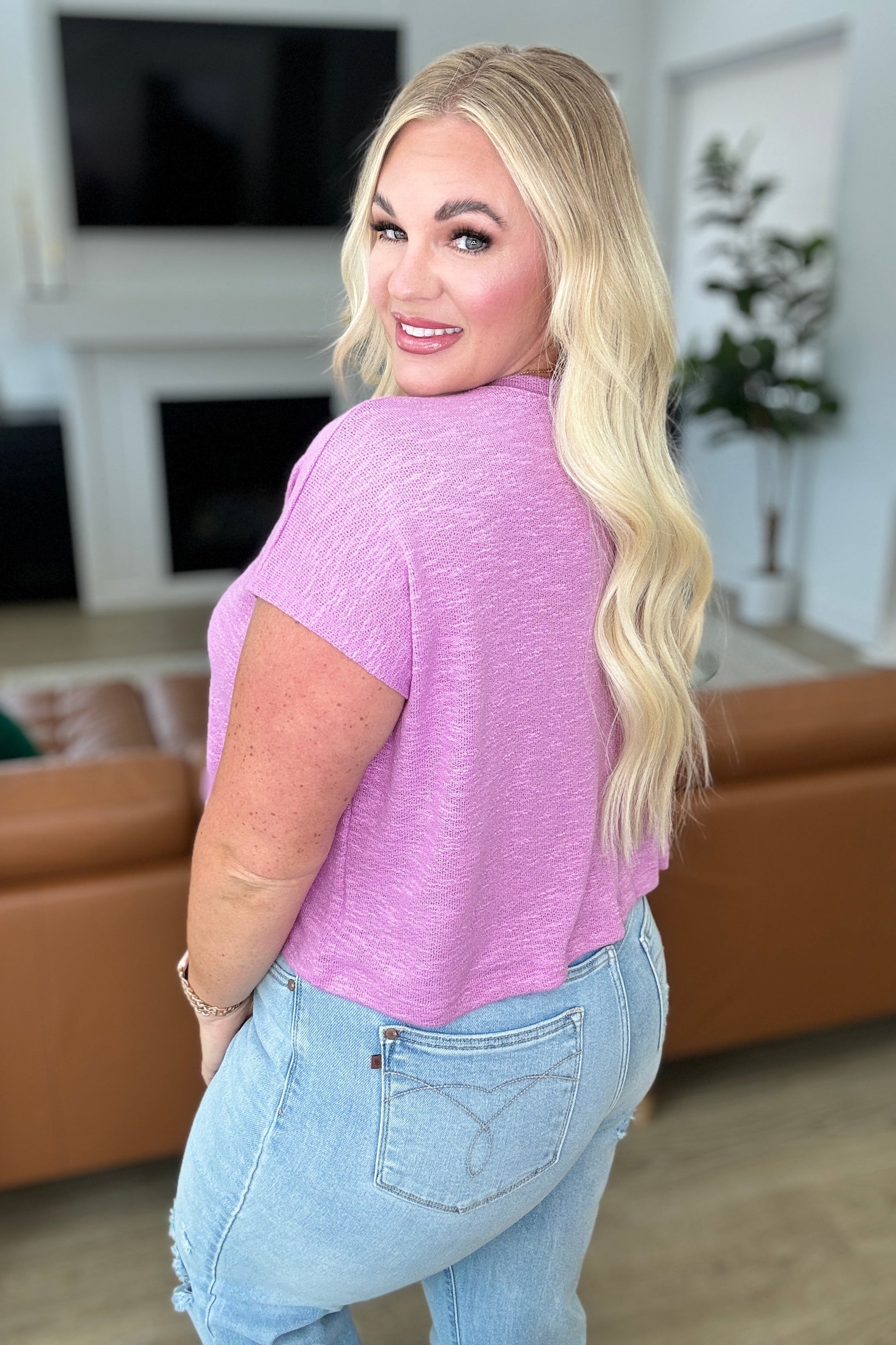 Classic Comfort V-Neck Top in Mauve - Shop All Around Divas