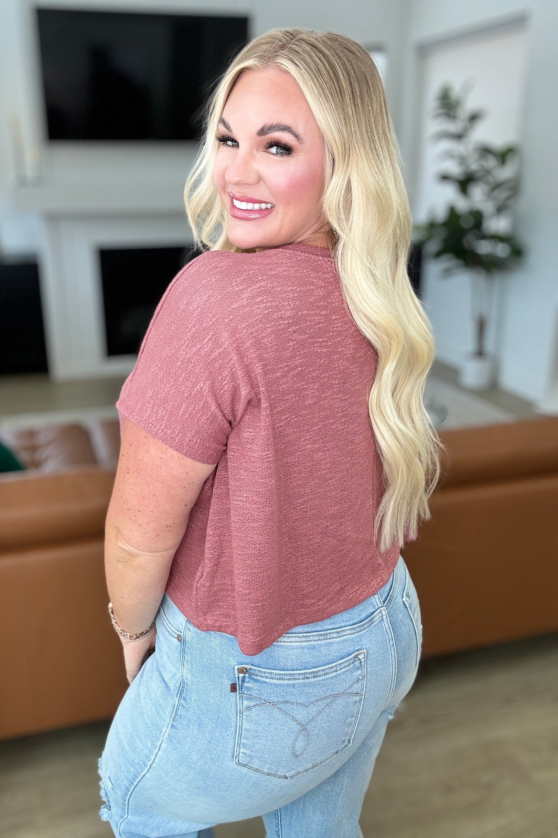 Classic Comfort V-Neck Top in Winter Rose - Shop All Around Divas
