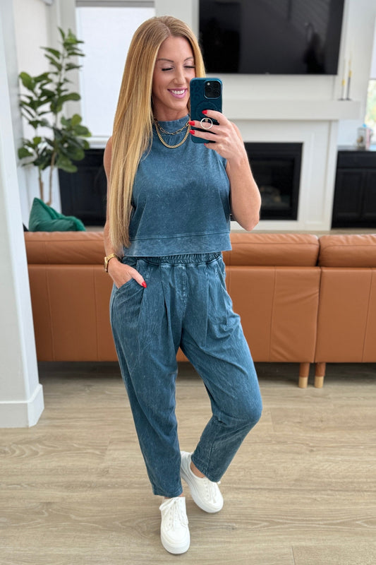 Limber Up Tapered Leg Joggers in Slate Blue - Shop All Around Divas