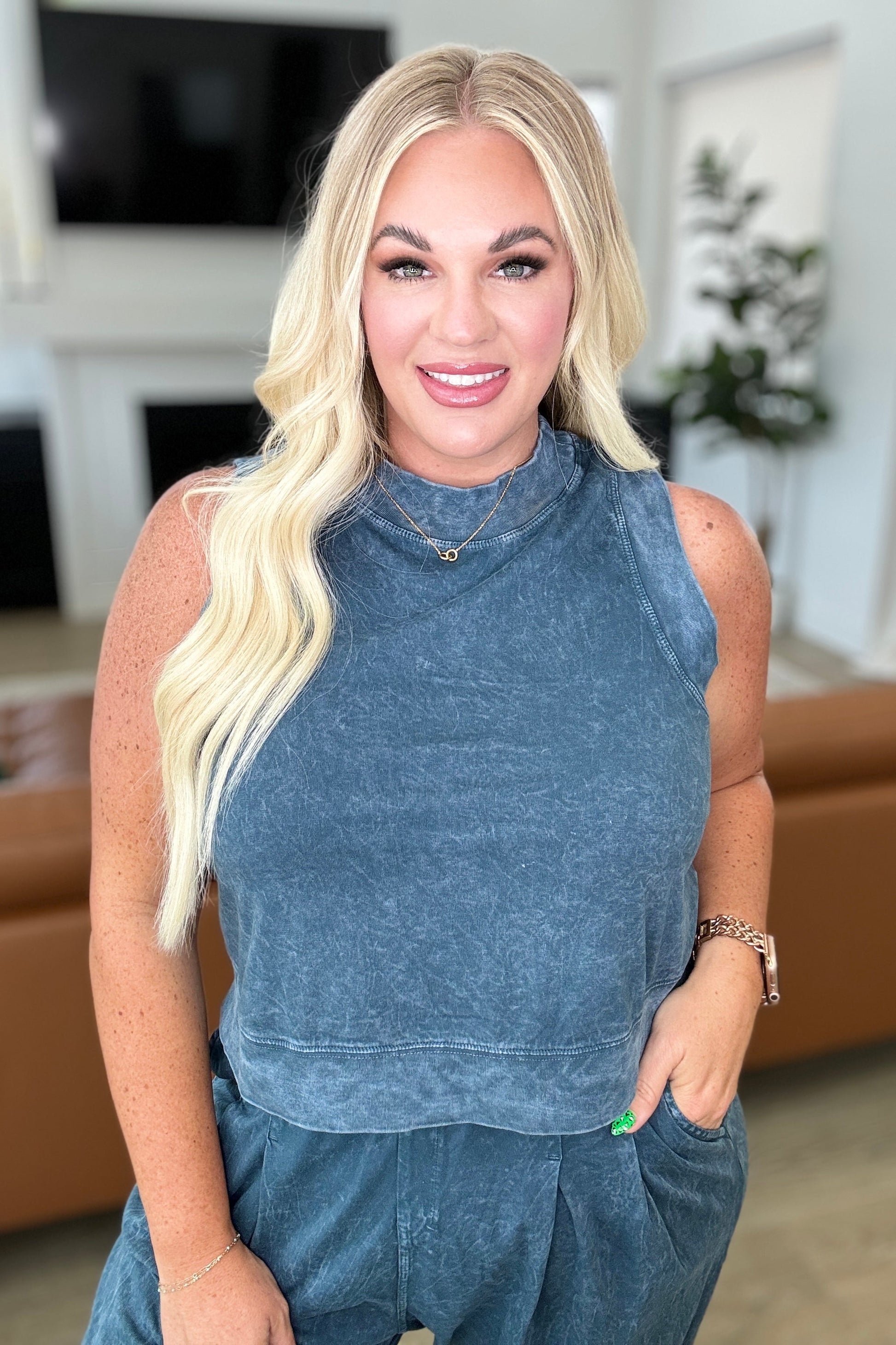 Chasing the Gains Tank Top in Slate Blue - Shop All Around Divas