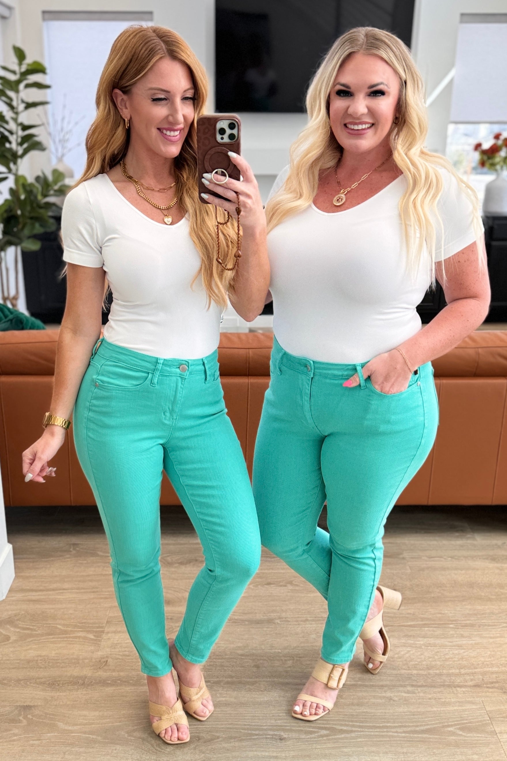 Bridgette High Rise Garment Dyed Slim Jeans in Aquamarine - JUDY BLUE - Shop All Around Divas