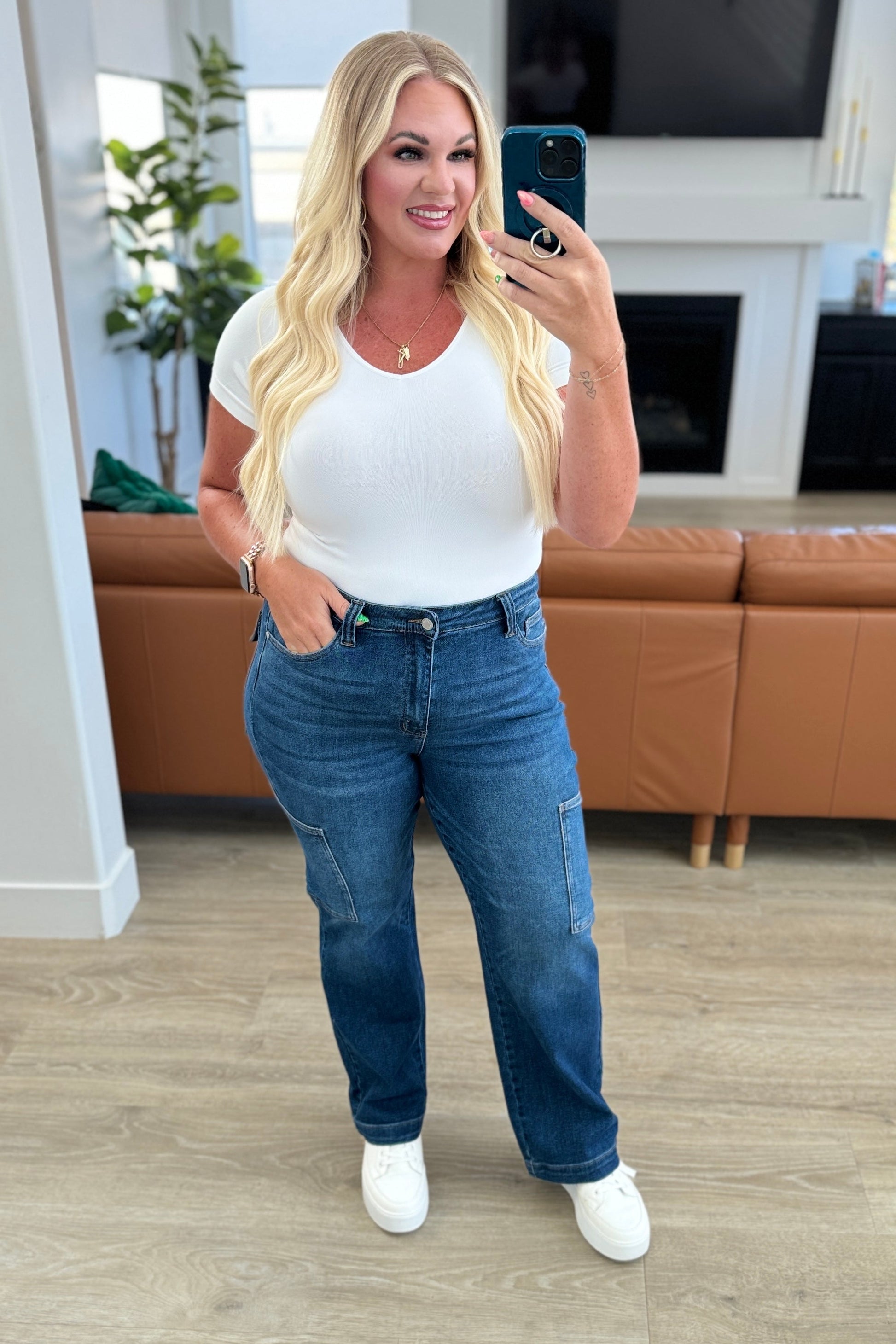 Leila High Rise Cargo Straight Jeans - Shop All Around Divas