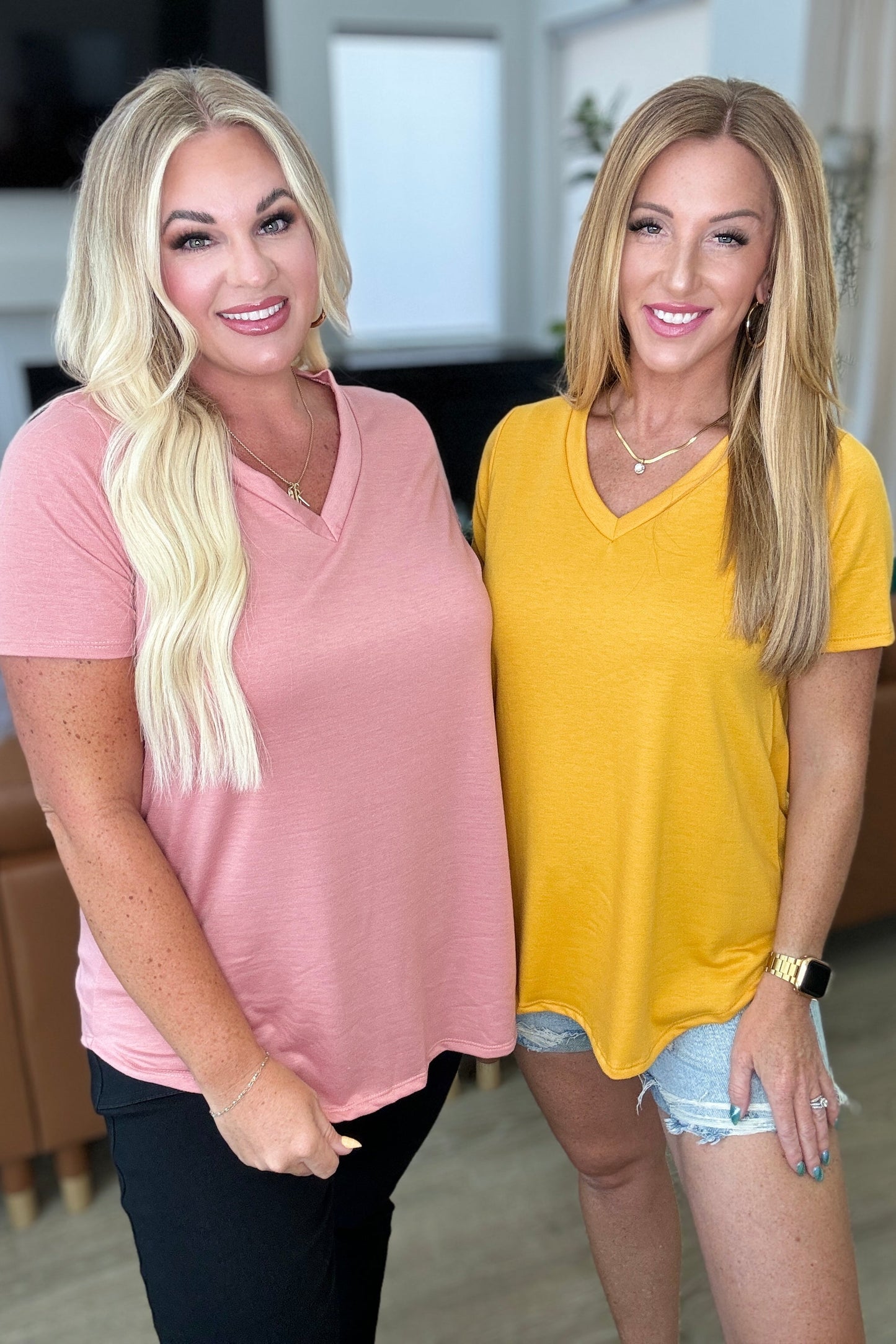 Heart and Soul V-Neck Top in Mustard - Shop All Around Divas