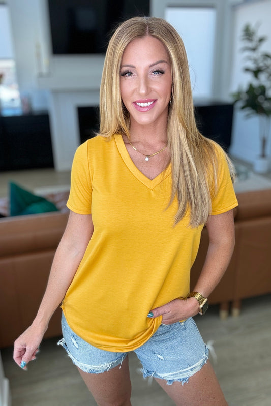 Heart and Soul V-Neck Top in Mustard - Shop All Around Divas