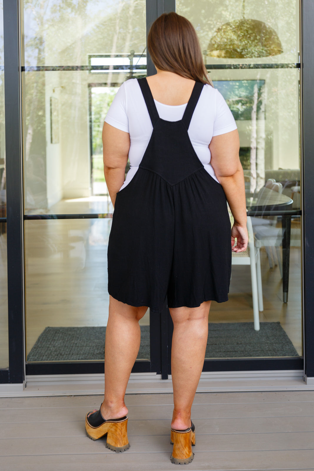 I Want You Back Linen Blend Shortalls in Black - Shop All Around Divas