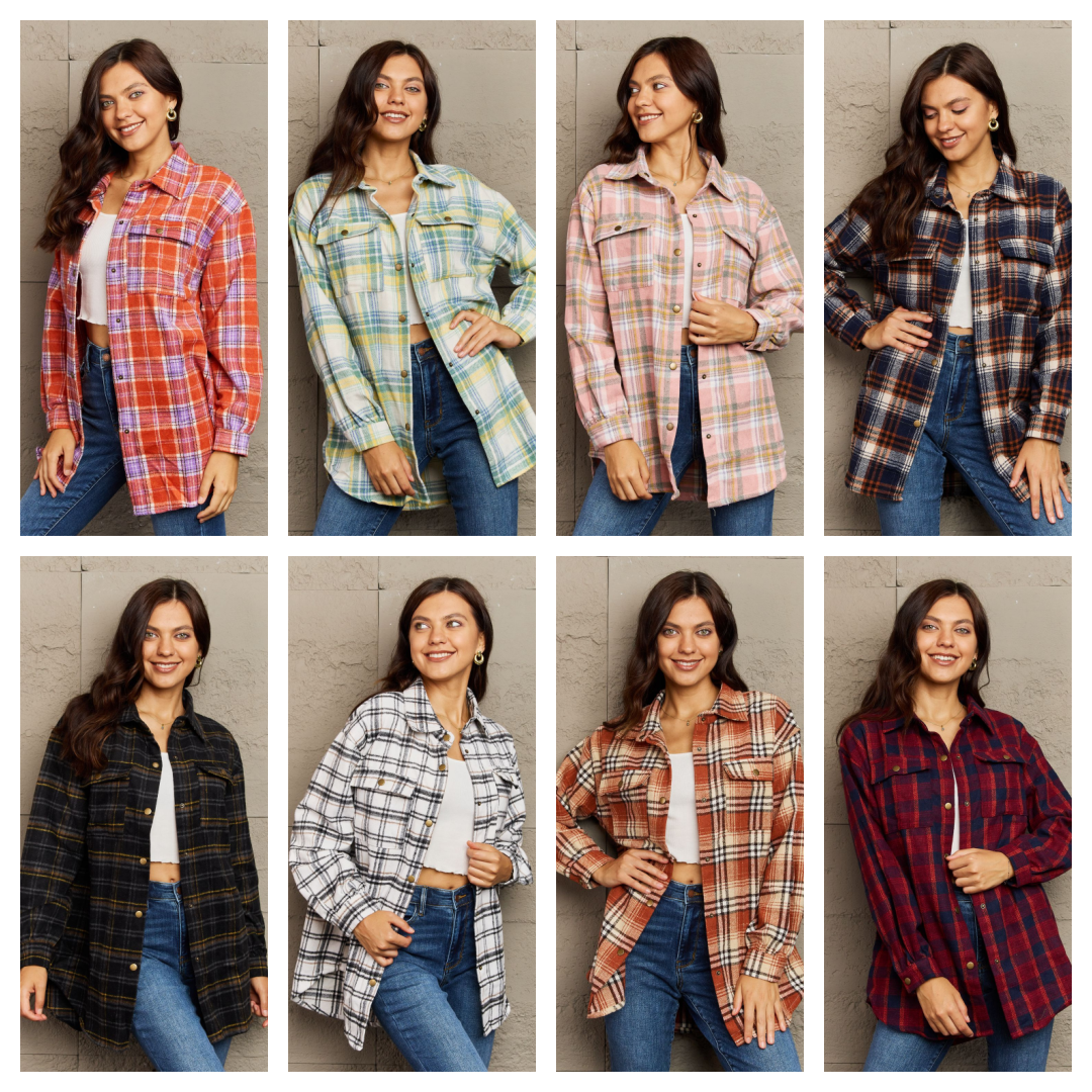 Katrina Plaid Shacket Jacket - 8 Colors - Shop All Around Divas