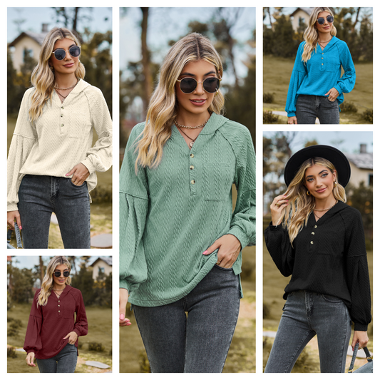 Apple Picking Cable-Knit Hoodie - 5 colors - Shop All Around Divas