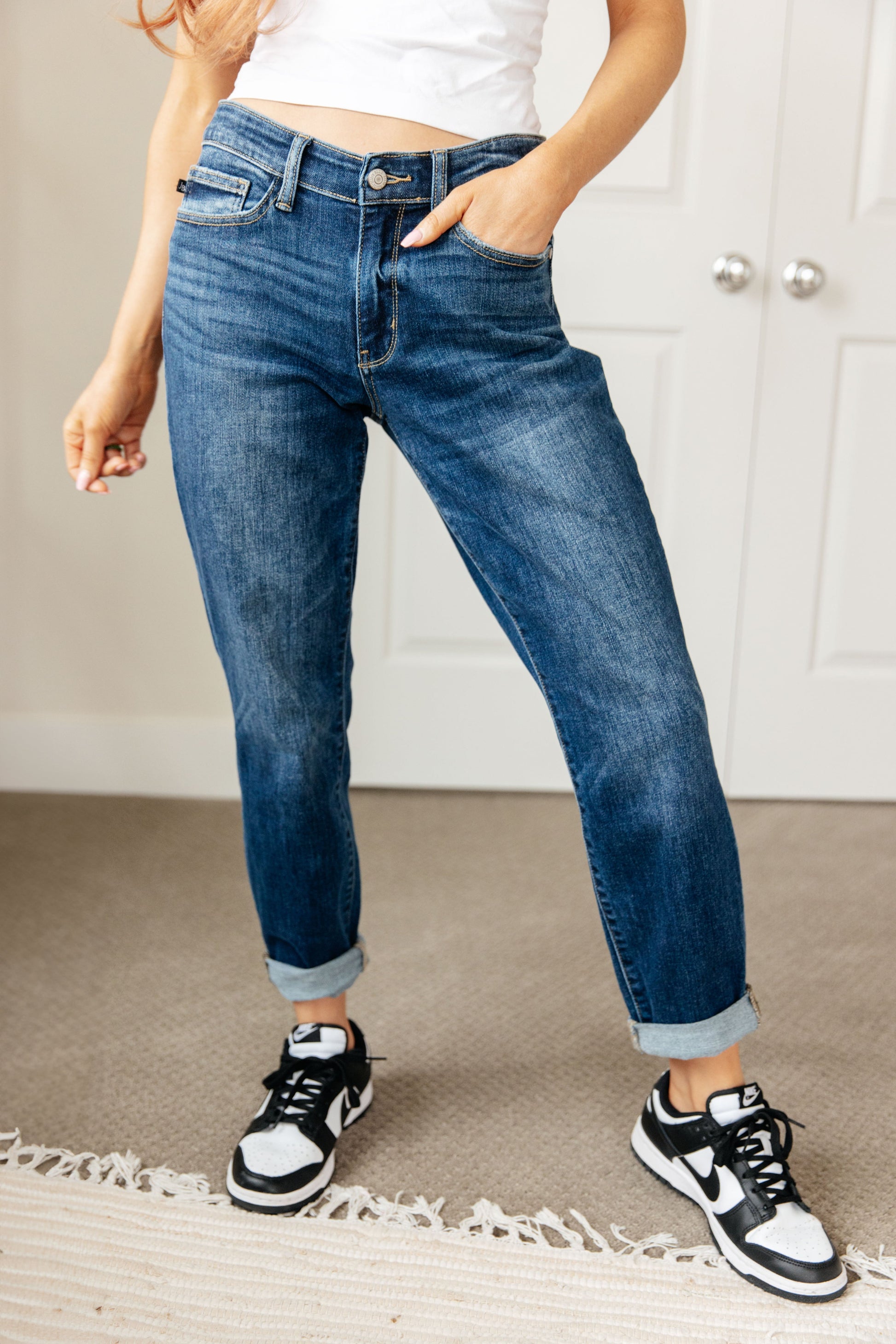 London Midrise Cuffed Boyfriend Jeans - Shop All Around Divas