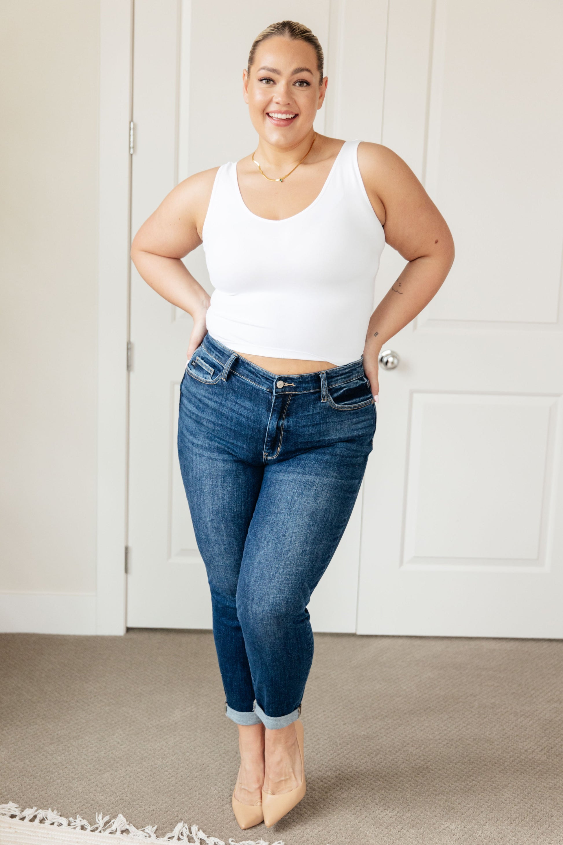 London Midrise Cuffed Boyfriend Jeans - Shop All Around Divas