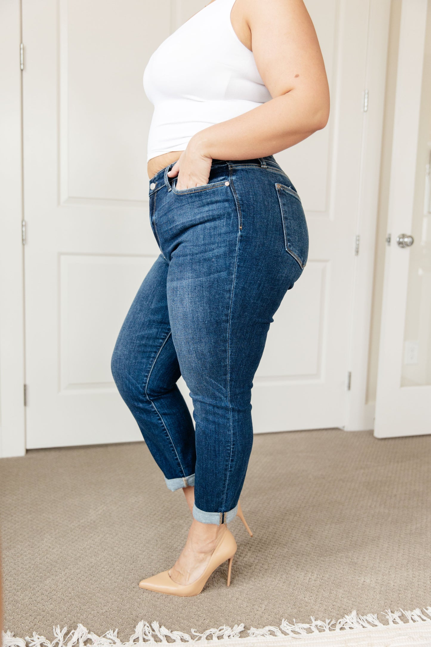 London Midrise Cuffed Boyfriend Jeans - Shop All Around Divas