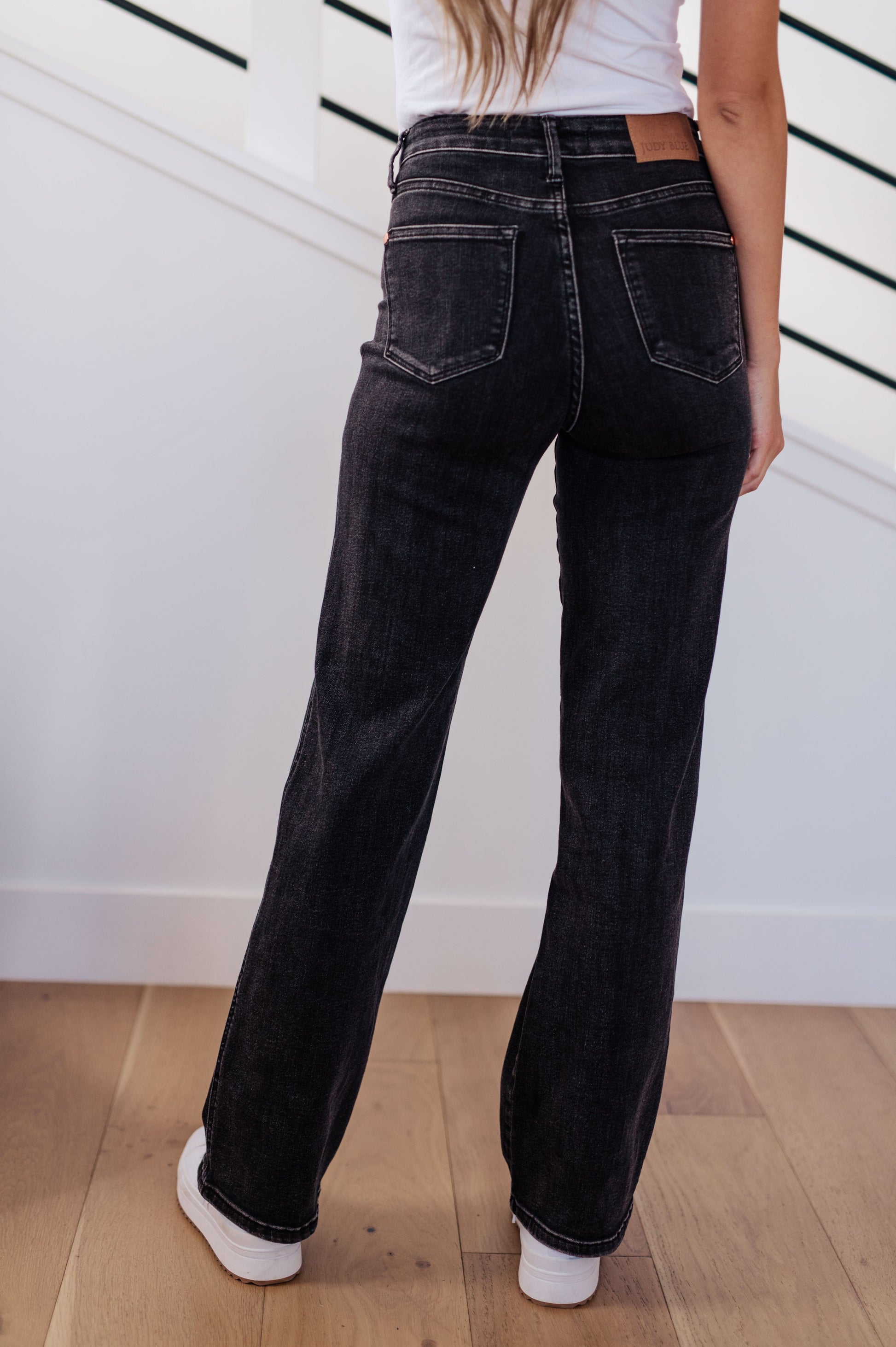 Joan High Rise Control Top Straight Jeans in Washed Black - Shop All Around Divas