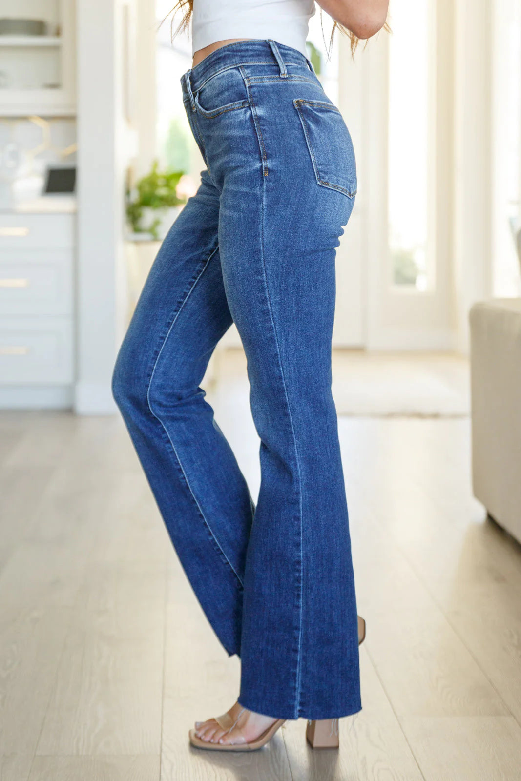 Josephine Mid Rise Raw Hem Bootcut Jeans - Shop All Around Divas