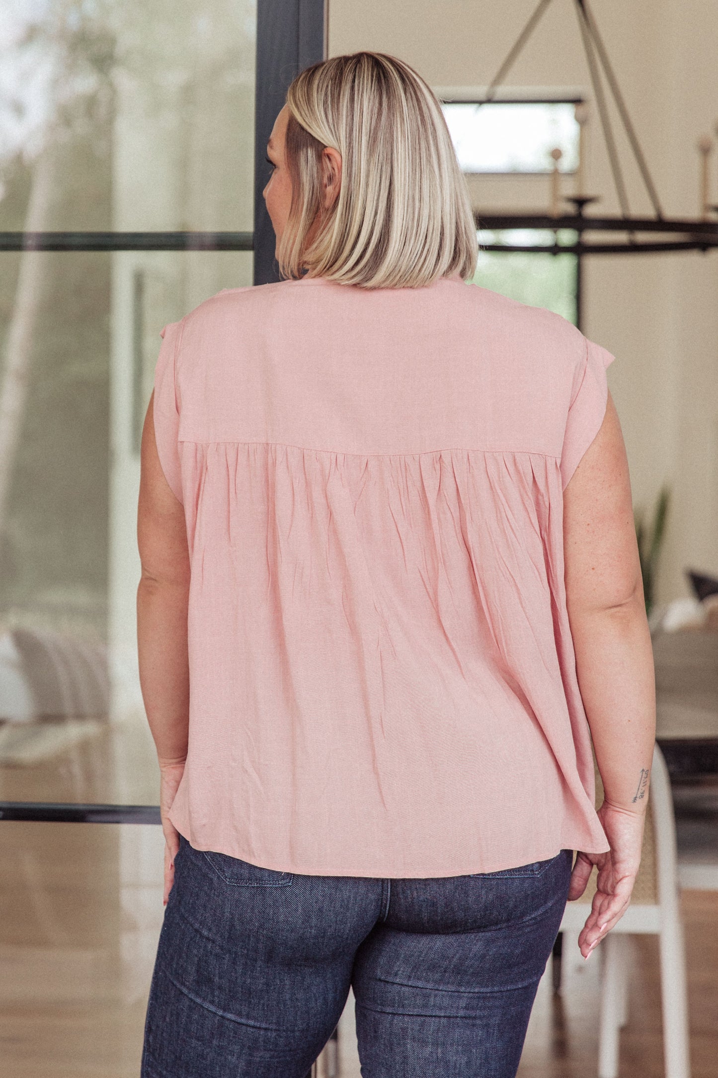 Pleat Detail Button Up Blouse in Pink - Shop All Around Divas