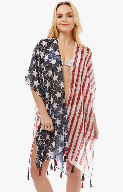 USA Flag Cover Up Kimono - Shop All Around Divas