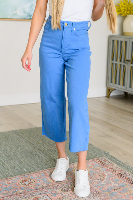 Lisa High Rise Control Top Wide Leg Crop Jeans in Sky Blue - JUDY BLUE - Shop All Around Divas