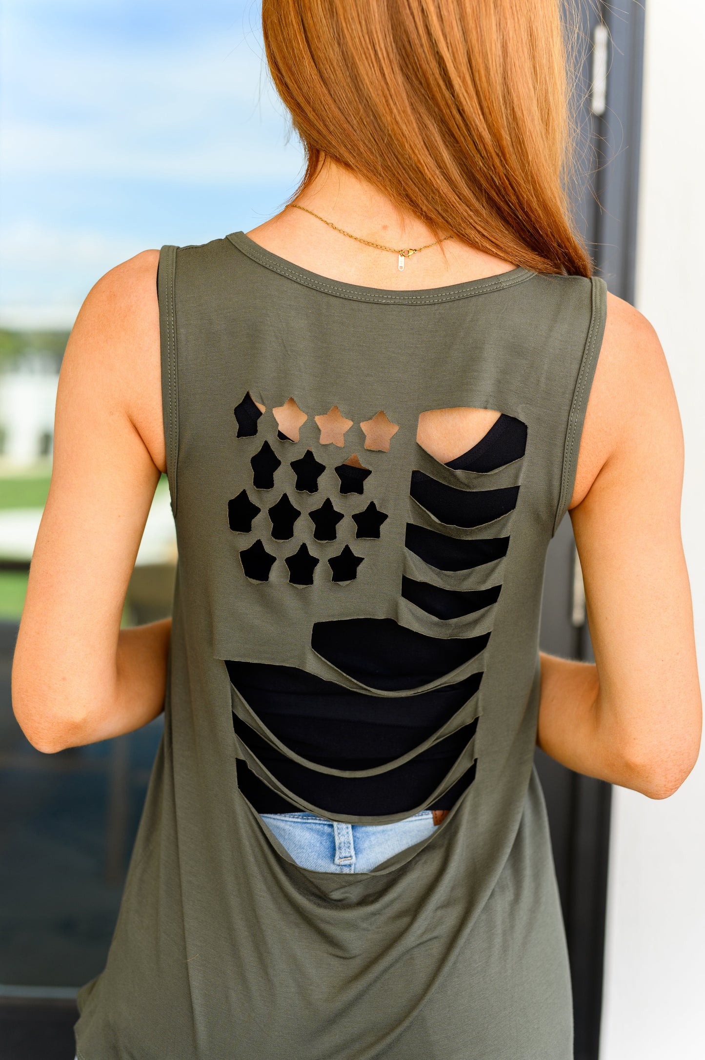 Land of the Free Tank in Olive - Shop All Around Divas