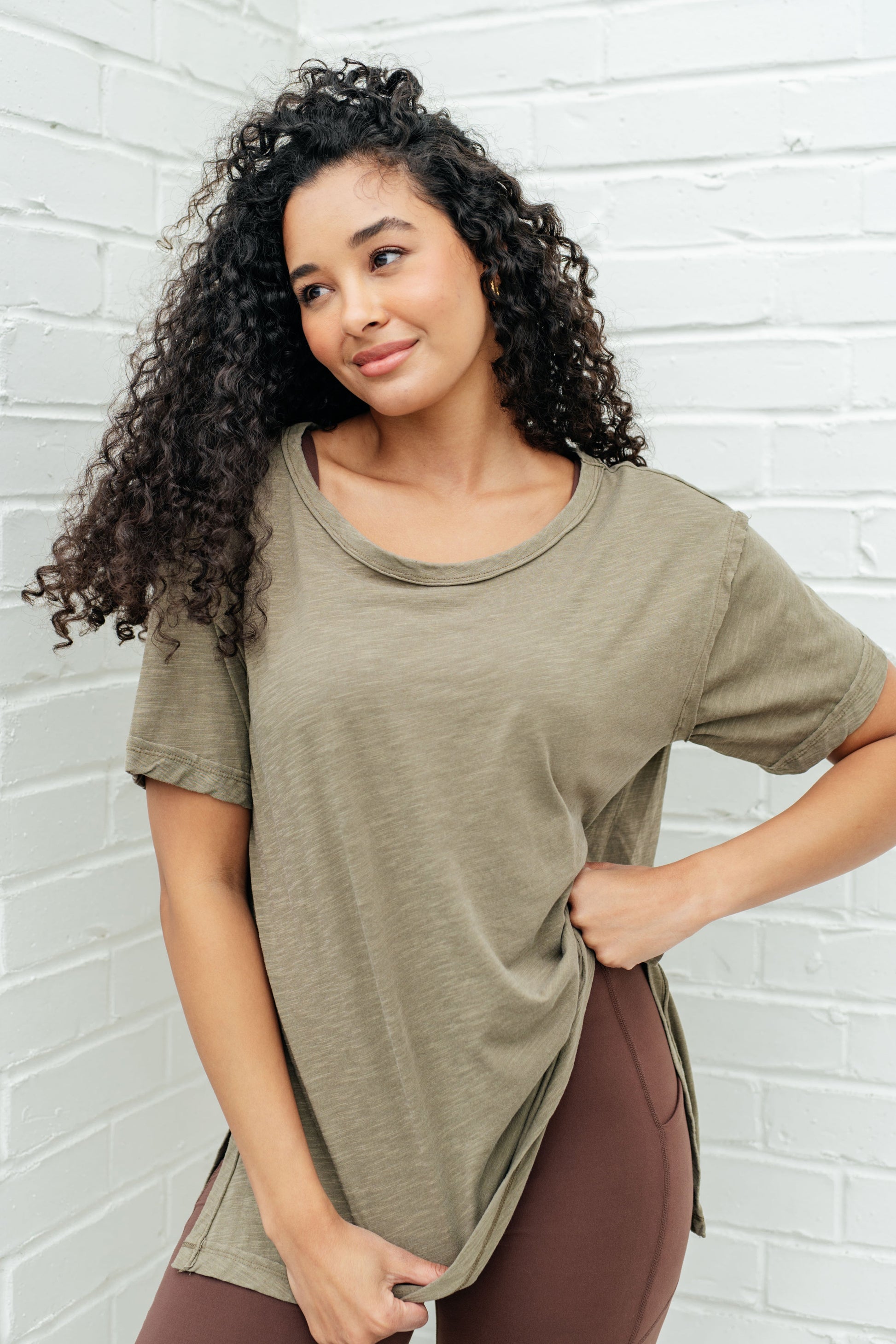 Let Me Live Relaxed Tee in Army - Shop All Around Divas