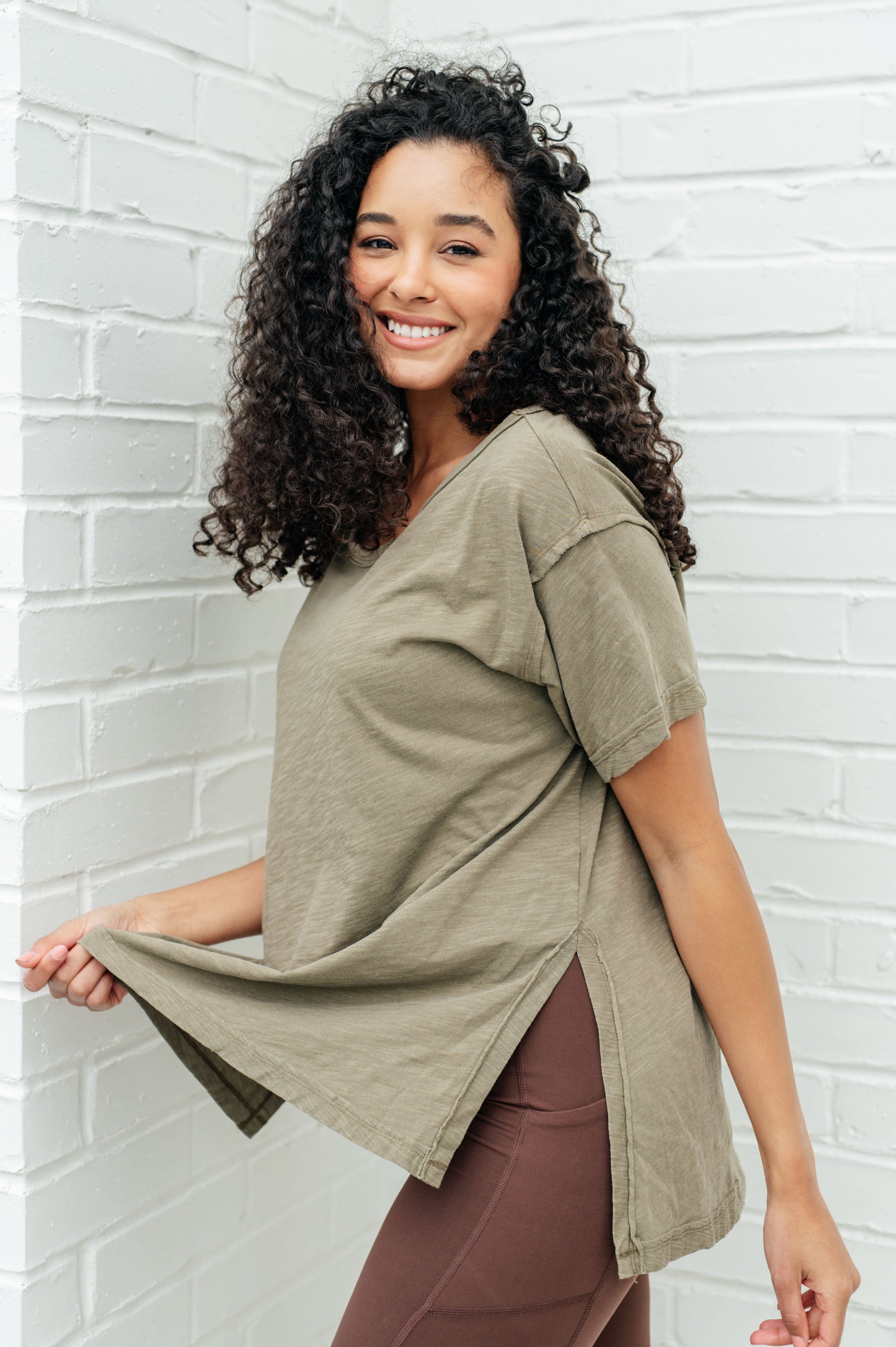 Let Me Live Relaxed Tee in Army - Shop All Around Divas