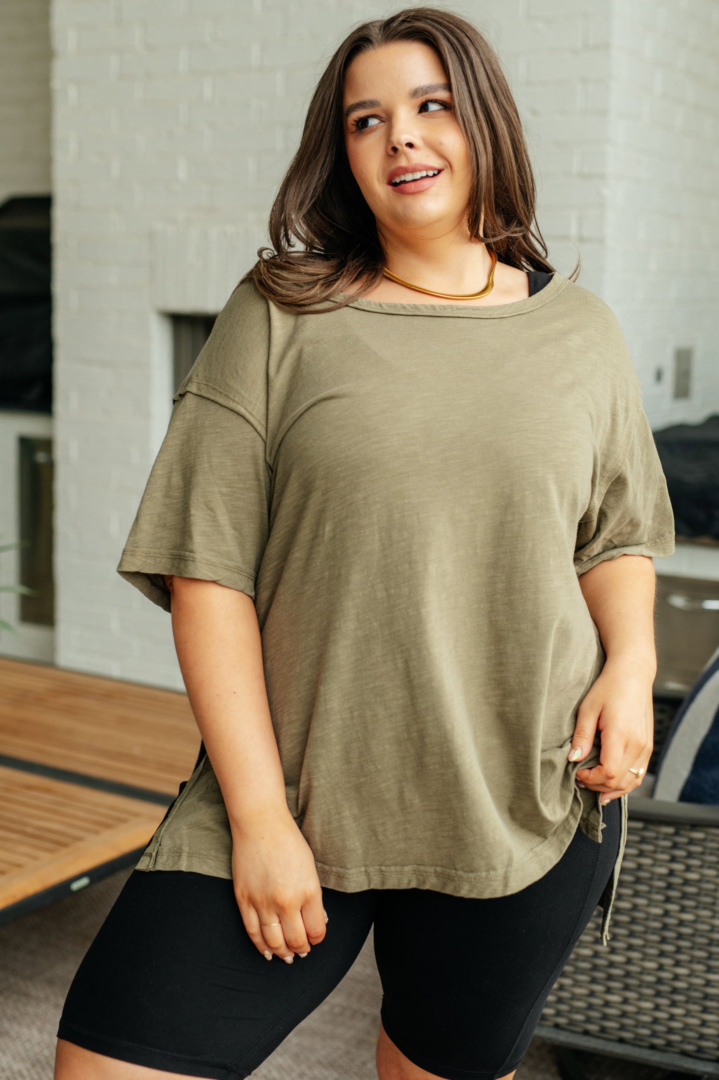 Let Me Live Relaxed Tee in Army - Shop All Around Divas