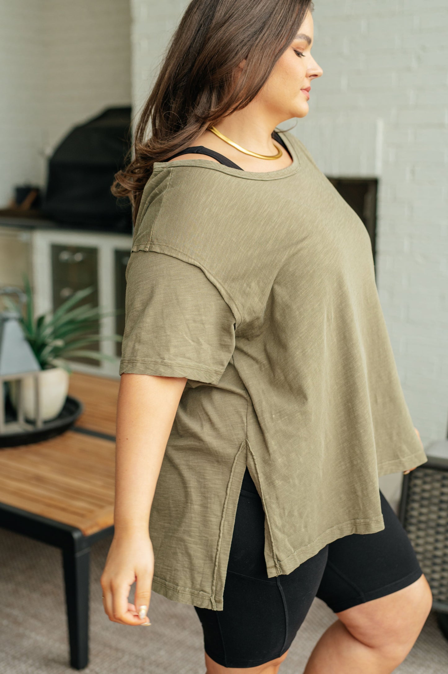 Let Me Live Relaxed Tee in Army - Shop All Around Divas