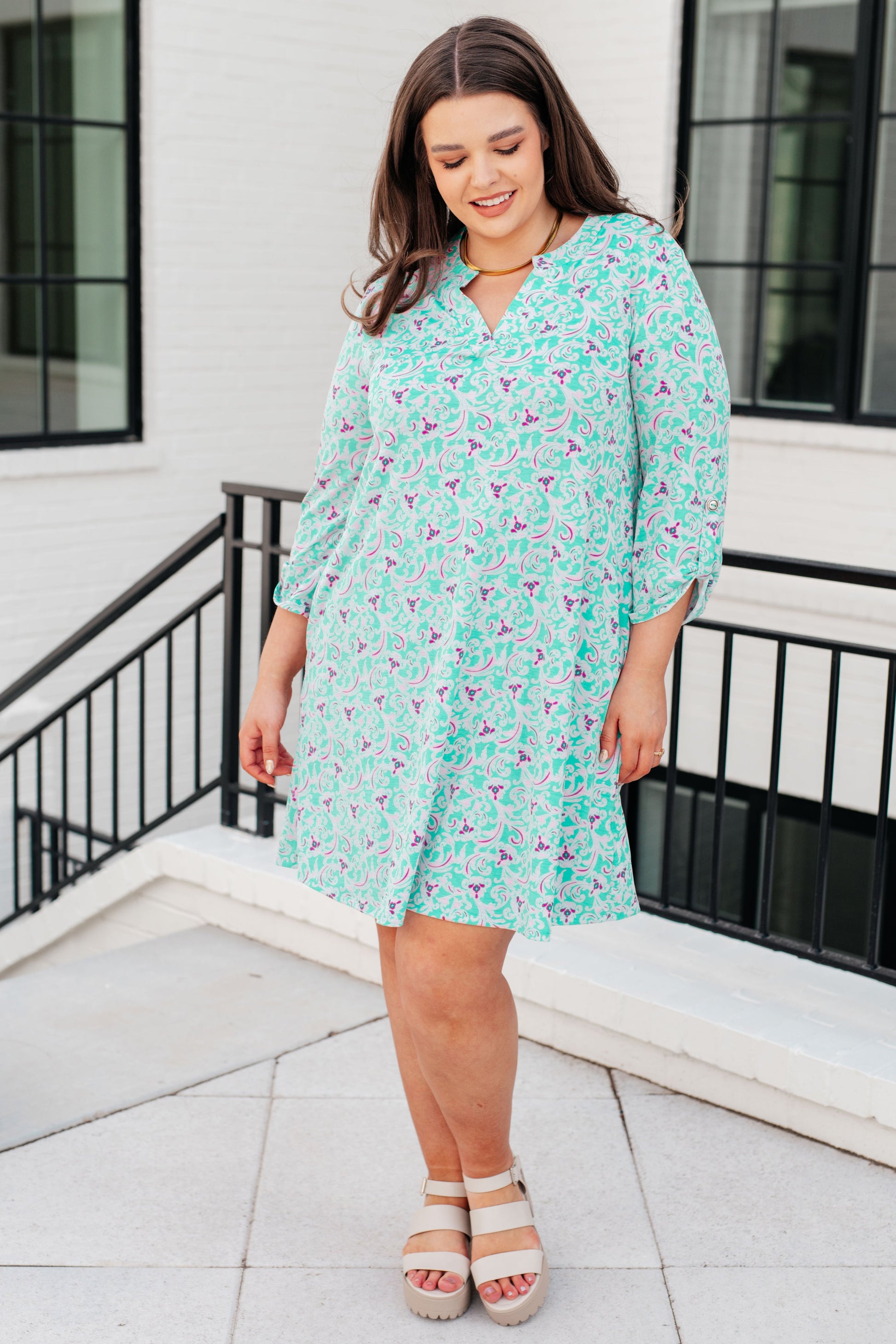 Lizzy Dress in Mint and Magenta - Shop All Around Divas