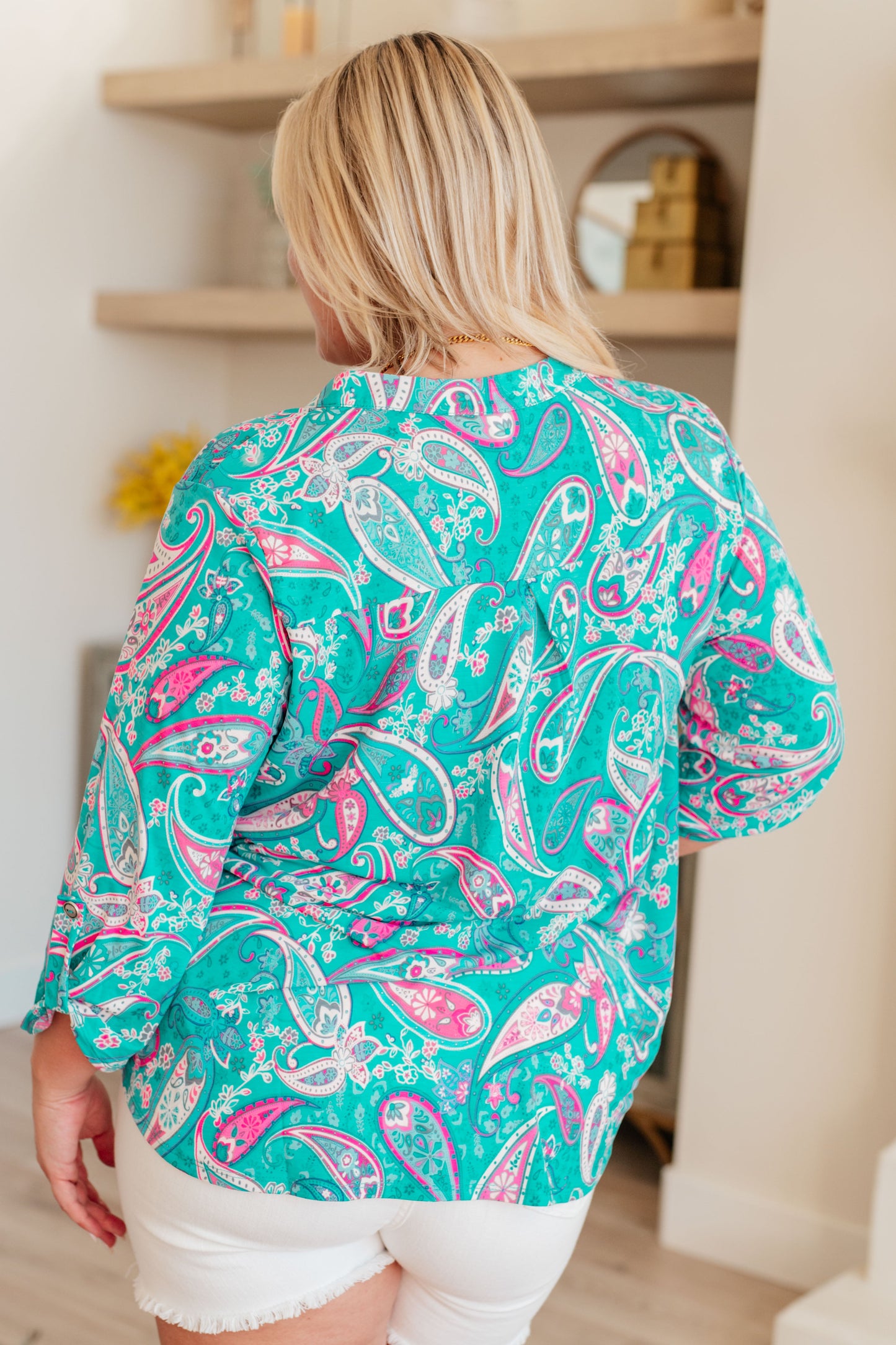 Lizzy Top in Aqua and Pink Paisley - Shop All Around Divas