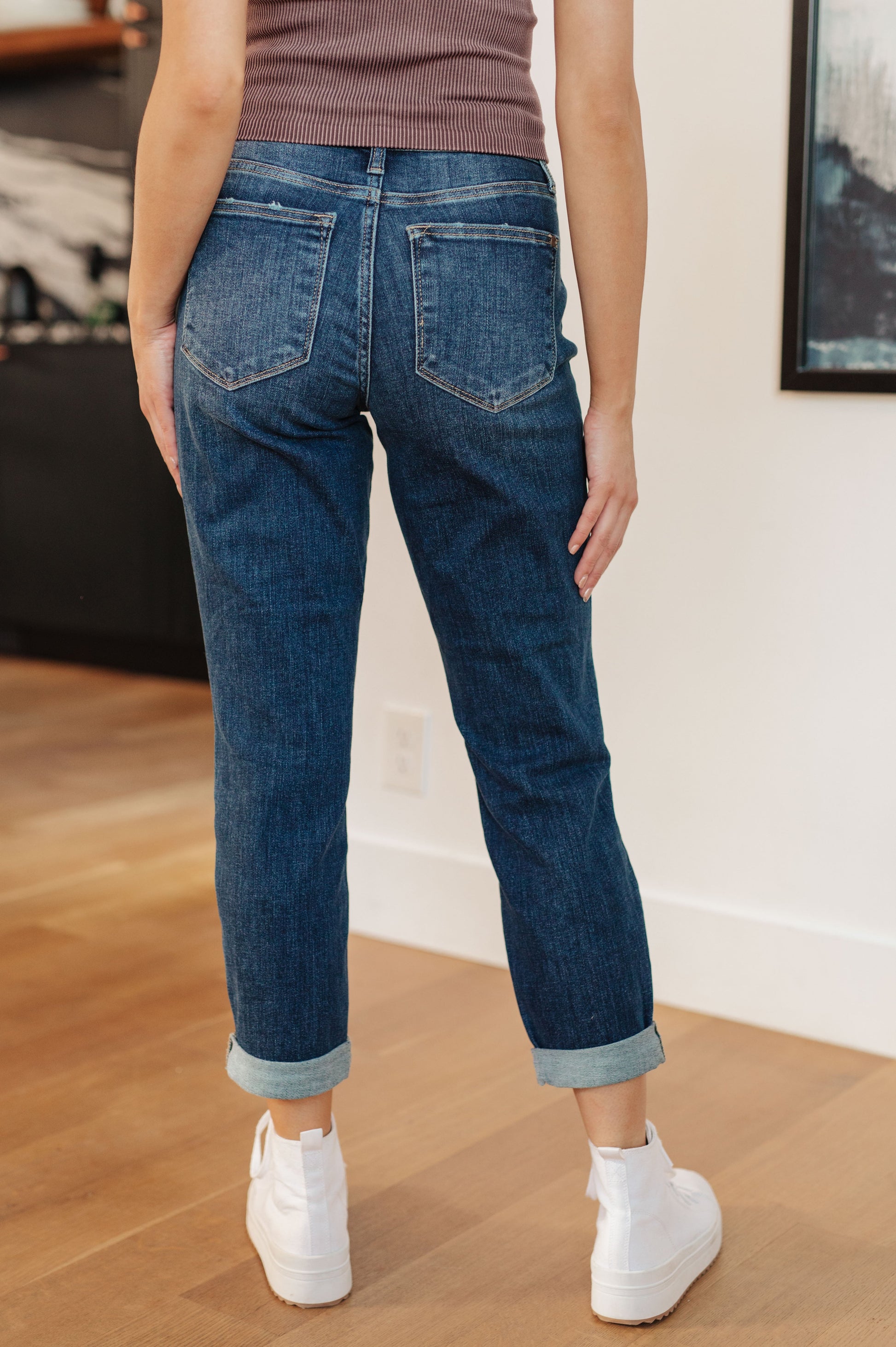 London Midrise Cuffed Boyfriend Jeans - Shop All Around Divas