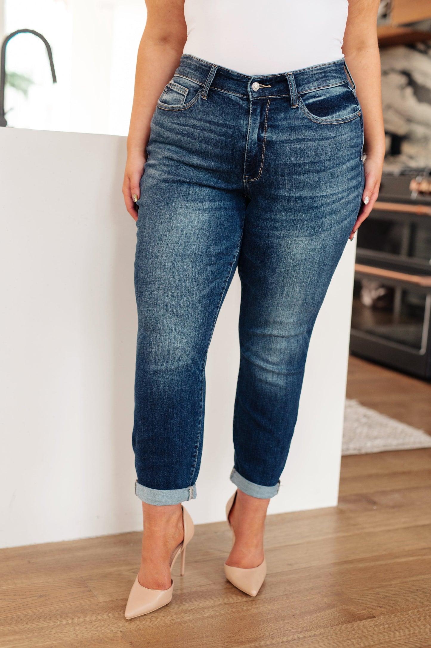 London Midrise Cuffed Boyfriend Jeans - Shop All Around Divas