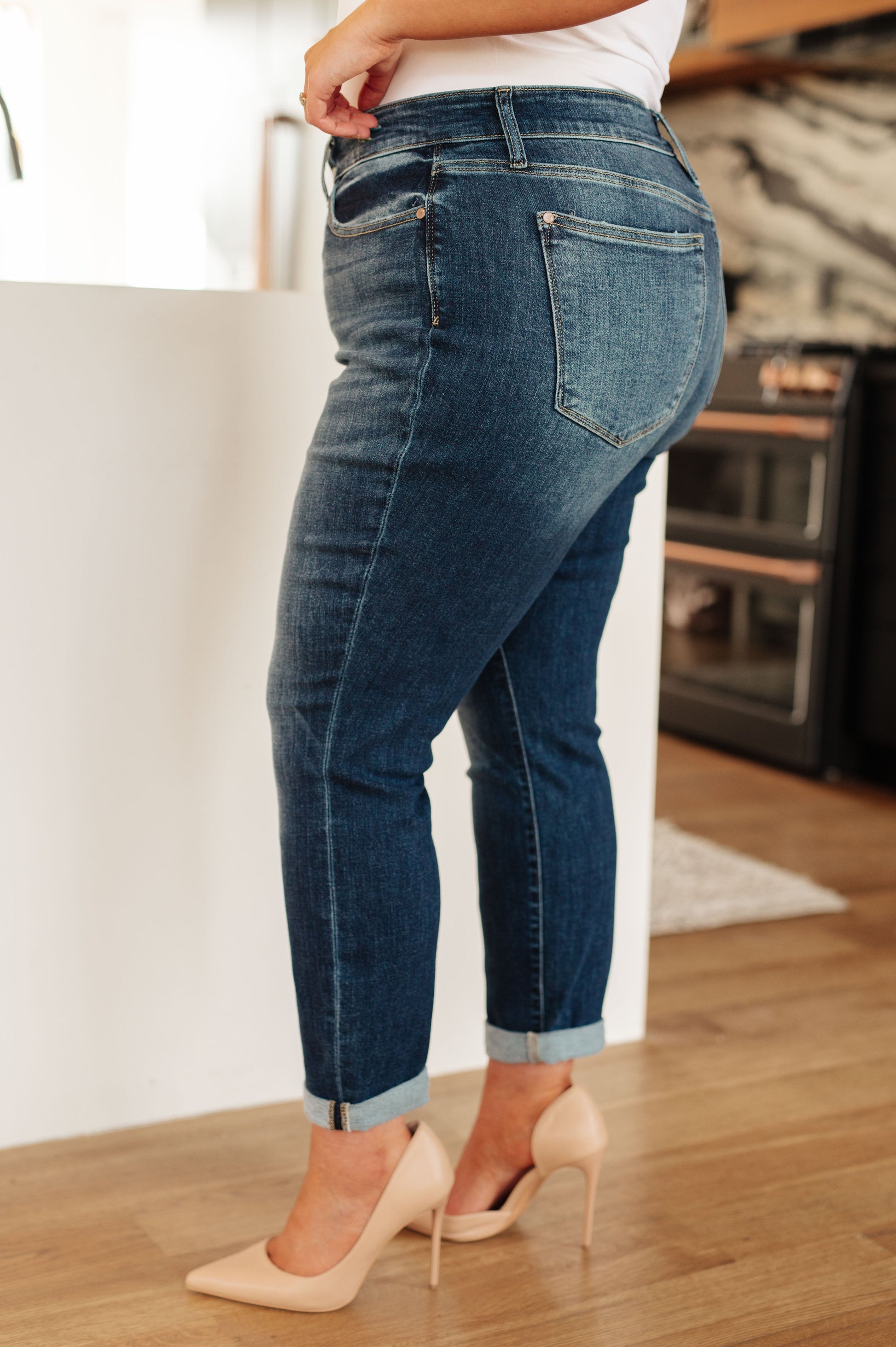 London Midrise Cuffed Boyfriend Jeans - Shop All Around Divas