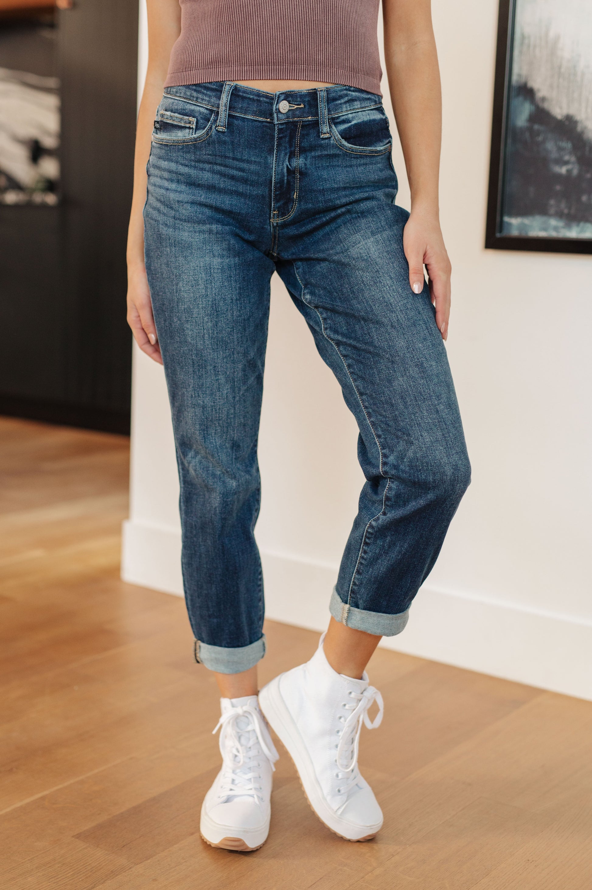 London Midrise Cuffed Boyfriend Jeans - Shop All Around Divas