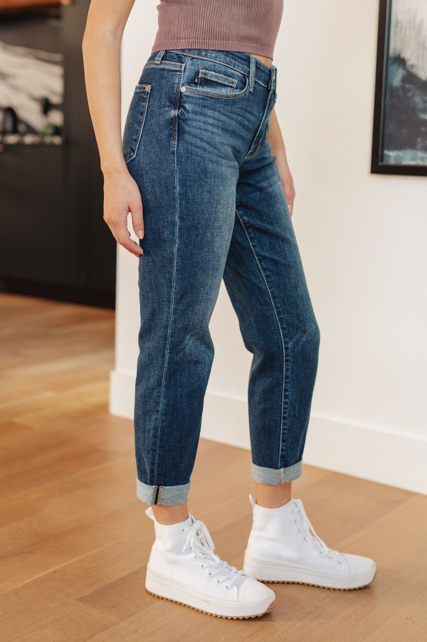 London Midrise Cuffed Boyfriend Jeans - Shop All Around Divas