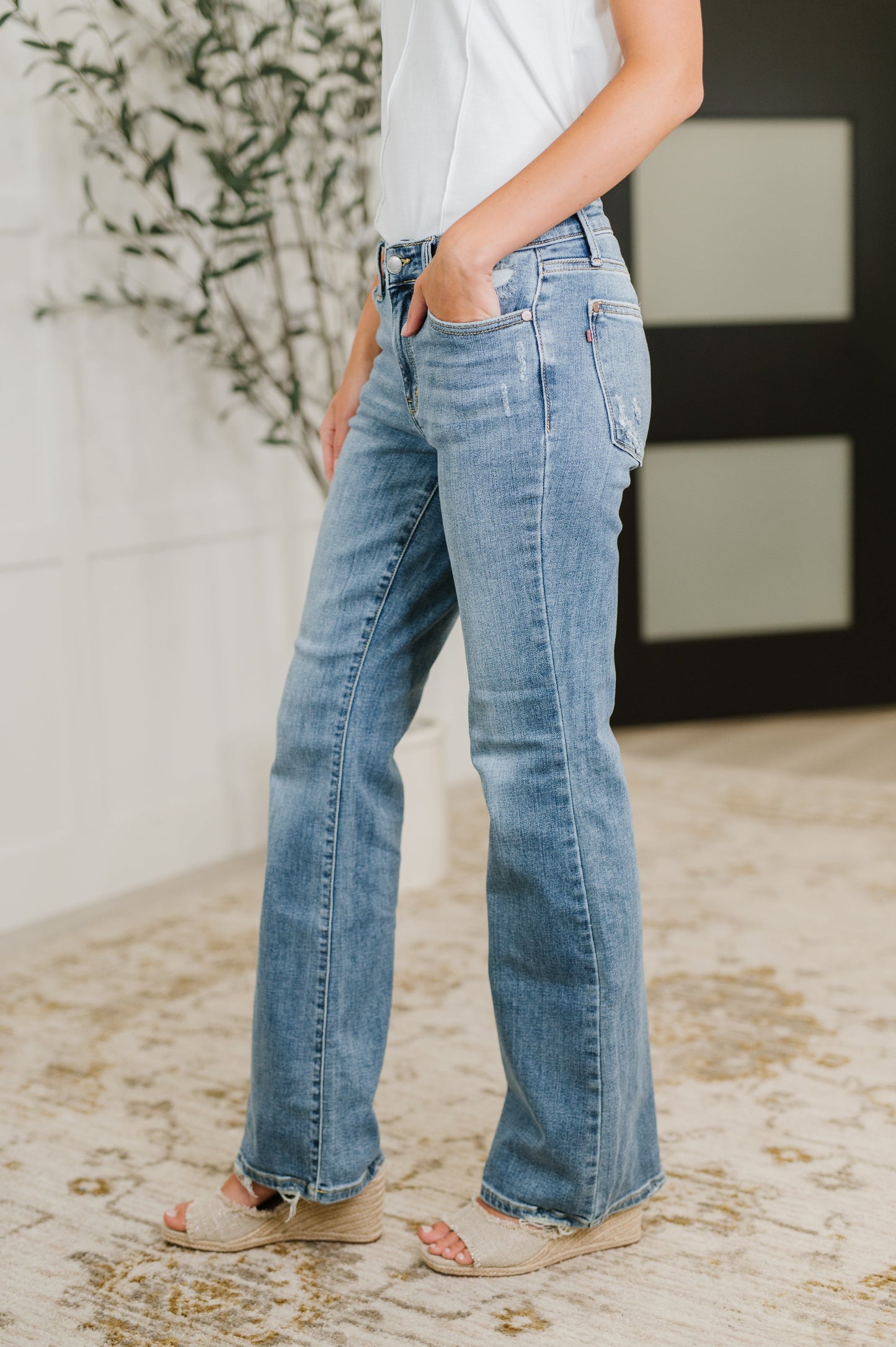 Lorena Mid Rise Vintage Wash Bootcut Jeans - JUDY BLUE