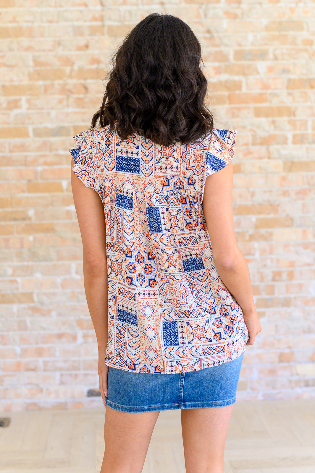 Love of My Life Flutter Sleeve Top in Denim Taupe - Shop All Around Divas