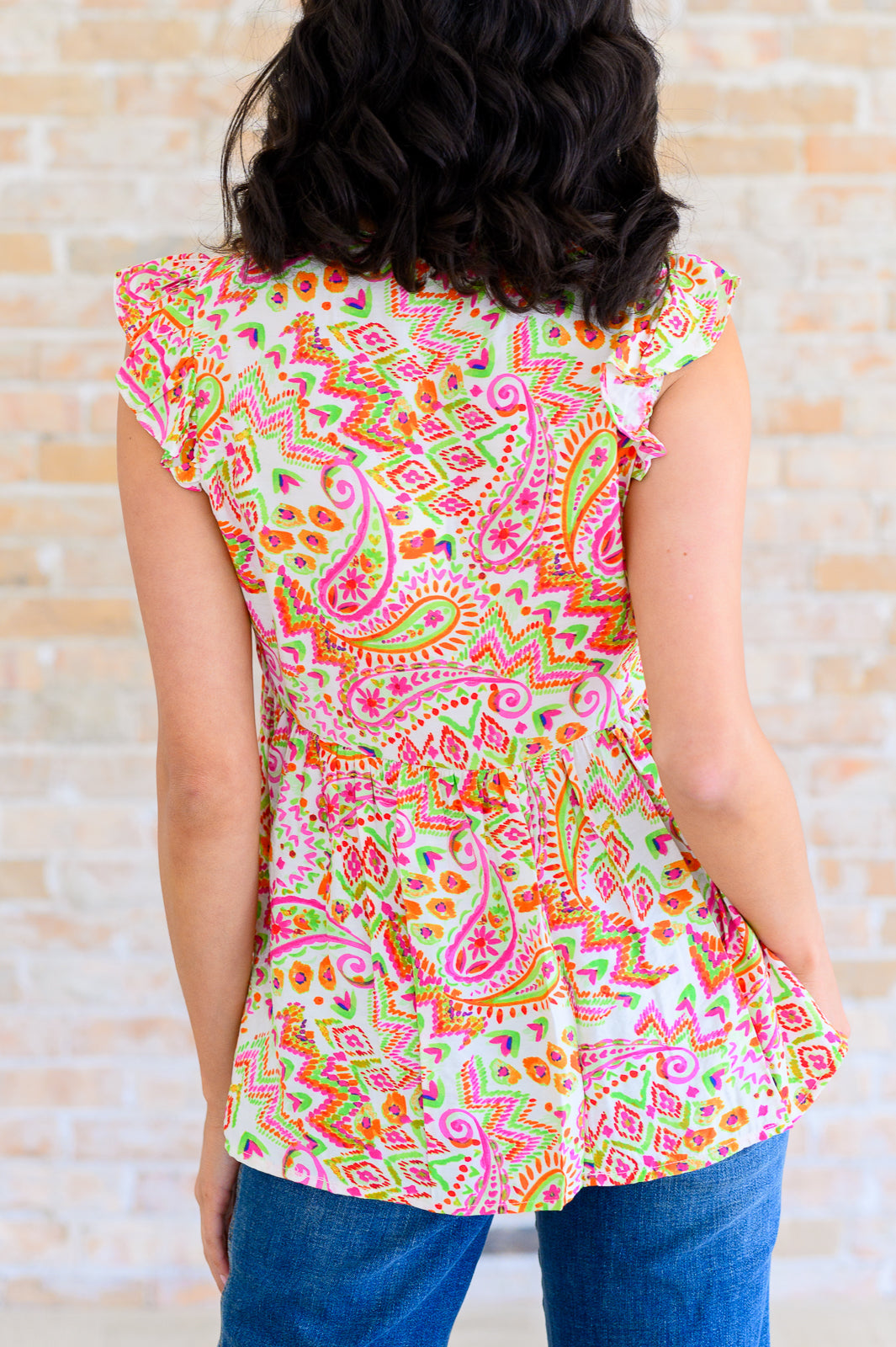 Lucy Eyelets Top in Ivory Multi - Shop All Around Divas