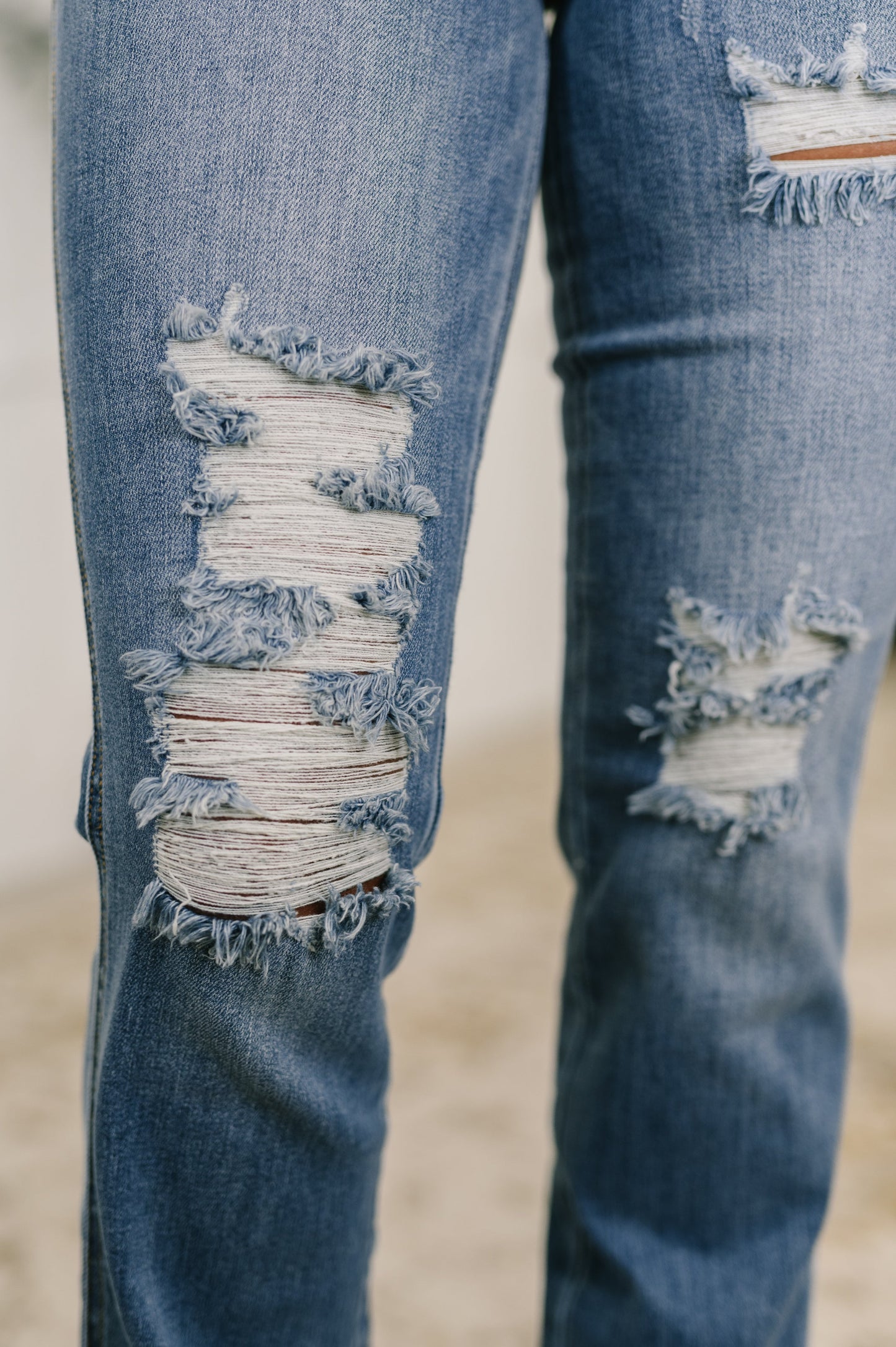 Maureen High Rise Distressed Bootcut Jeans - JUDY BLUE