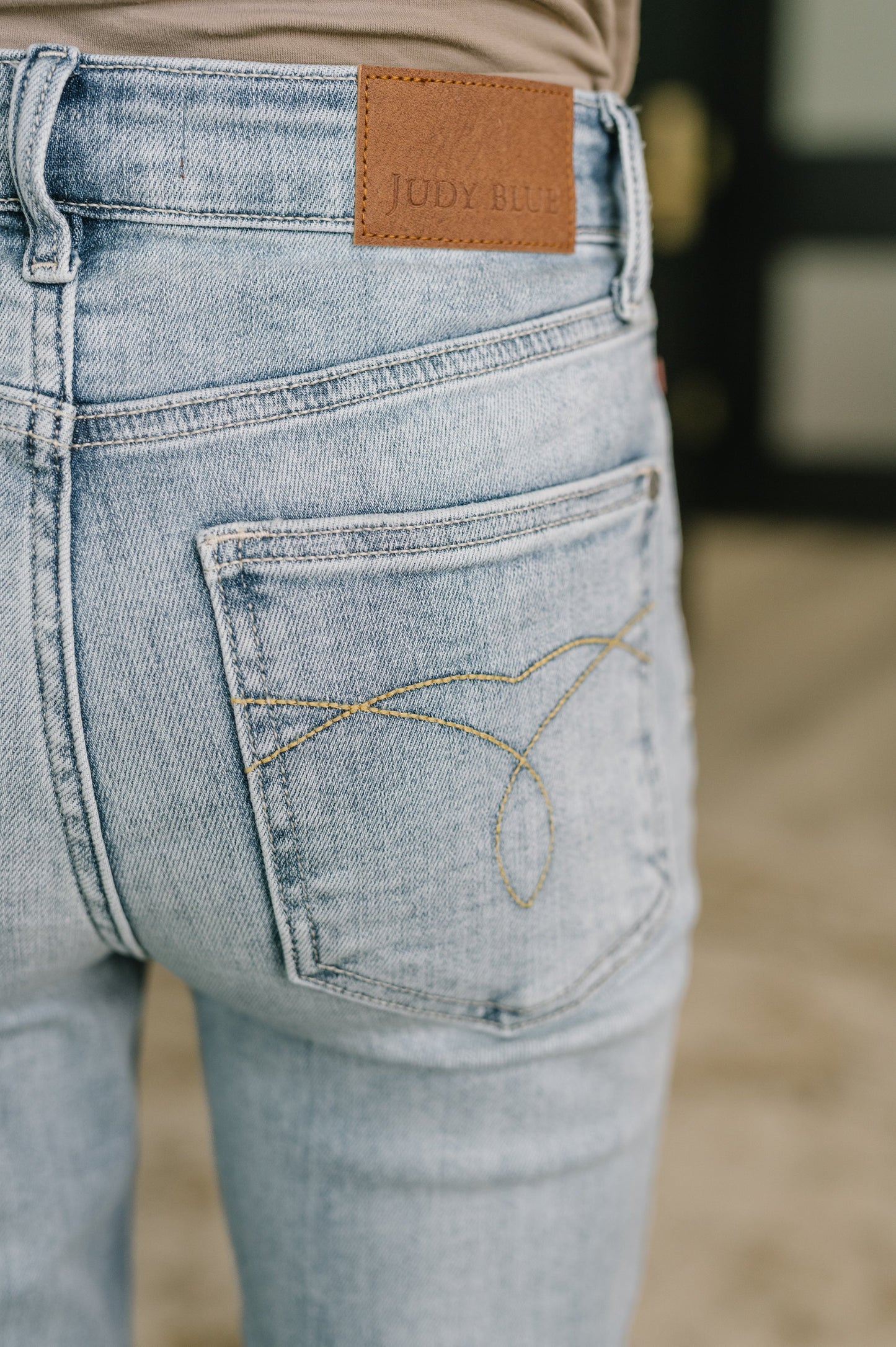 Mckaylee Mid Rise Kick Flare Jeans with Frayed Hem - JUDY BLUE