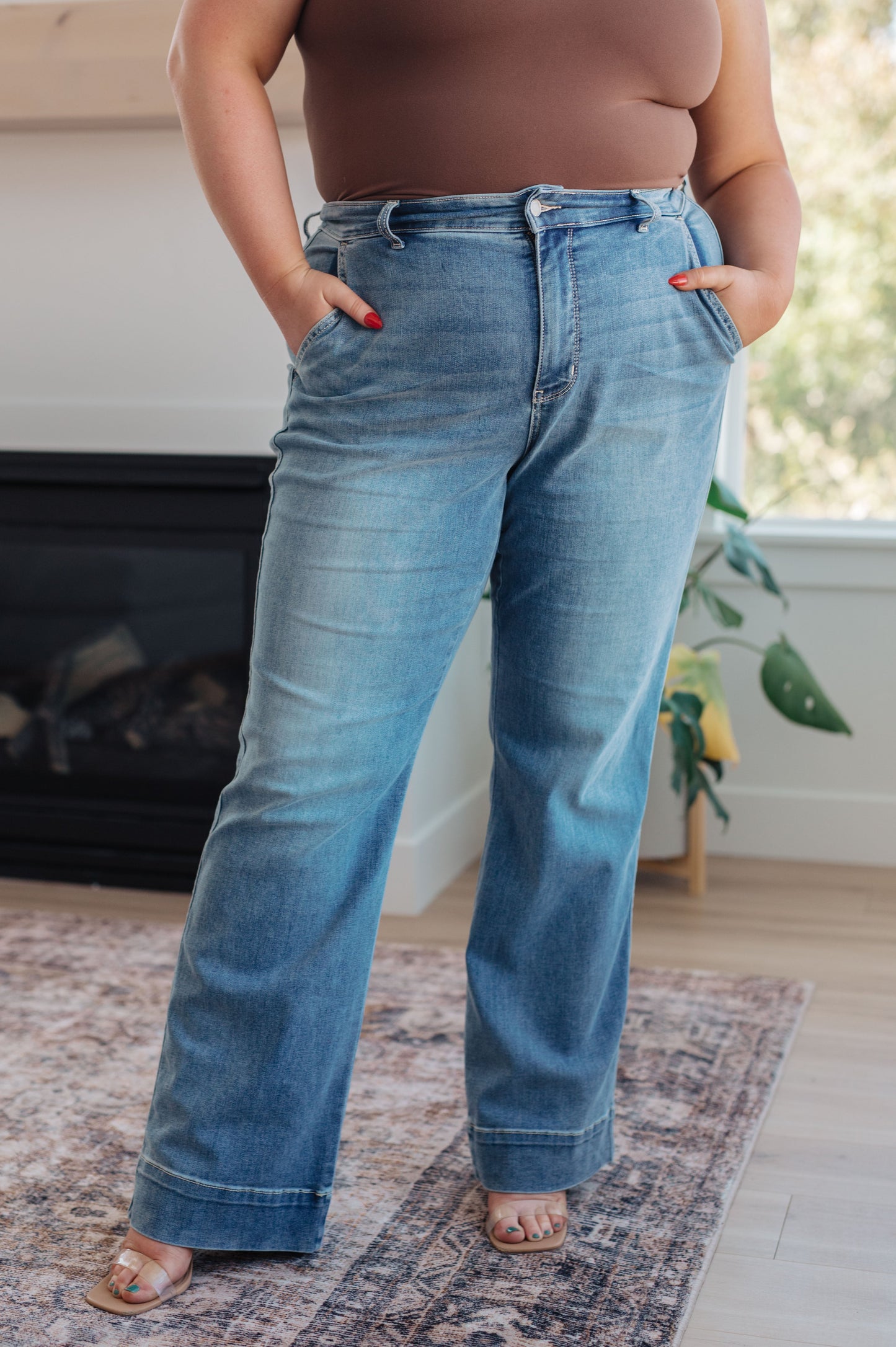 Mindy Mid Rise Wide Leg Jeans - JUDY BLUE - Shop All Around Divas