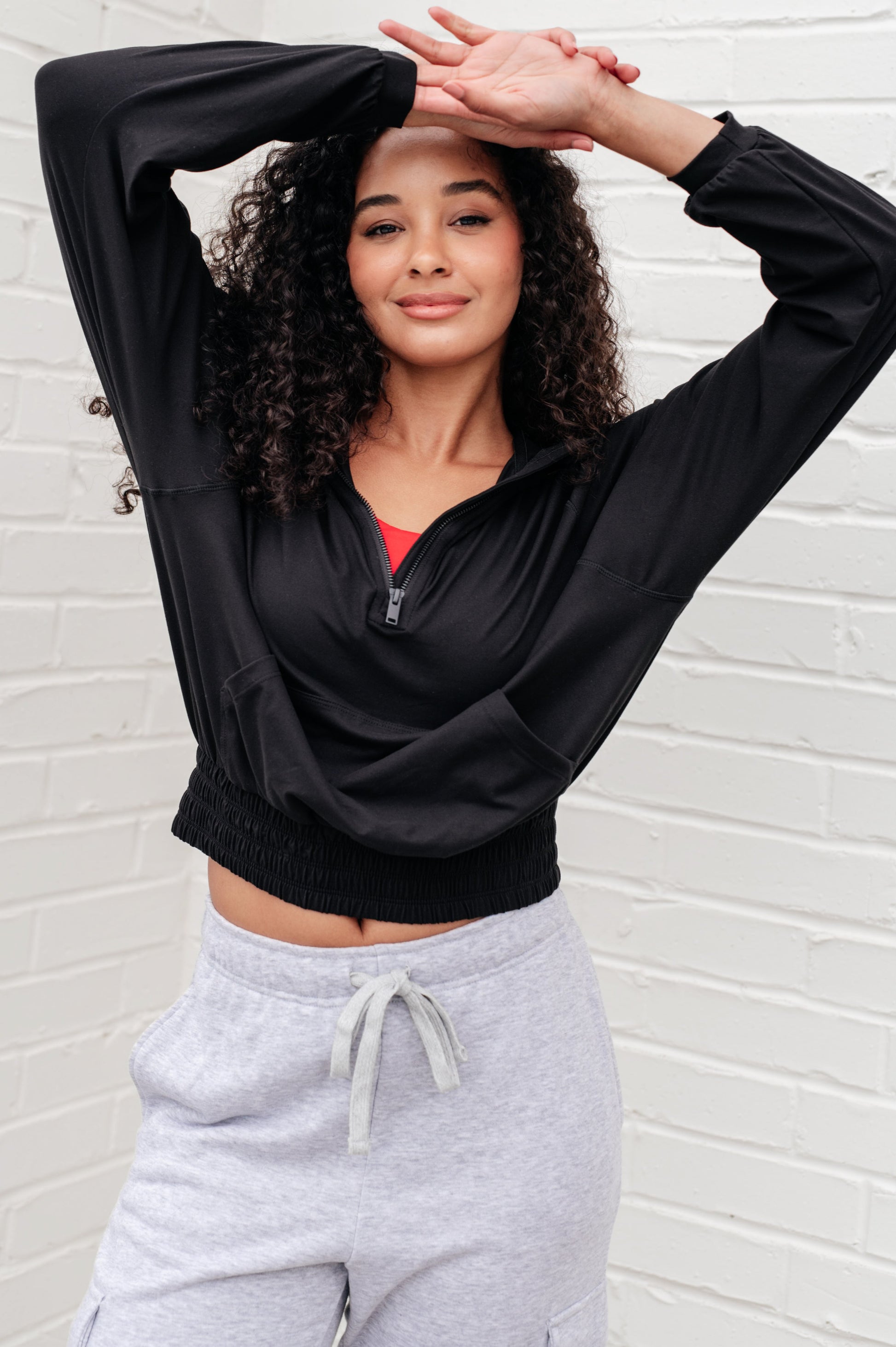 Morning Run Half Zip Hoodie in Black - Shop All Around Divas