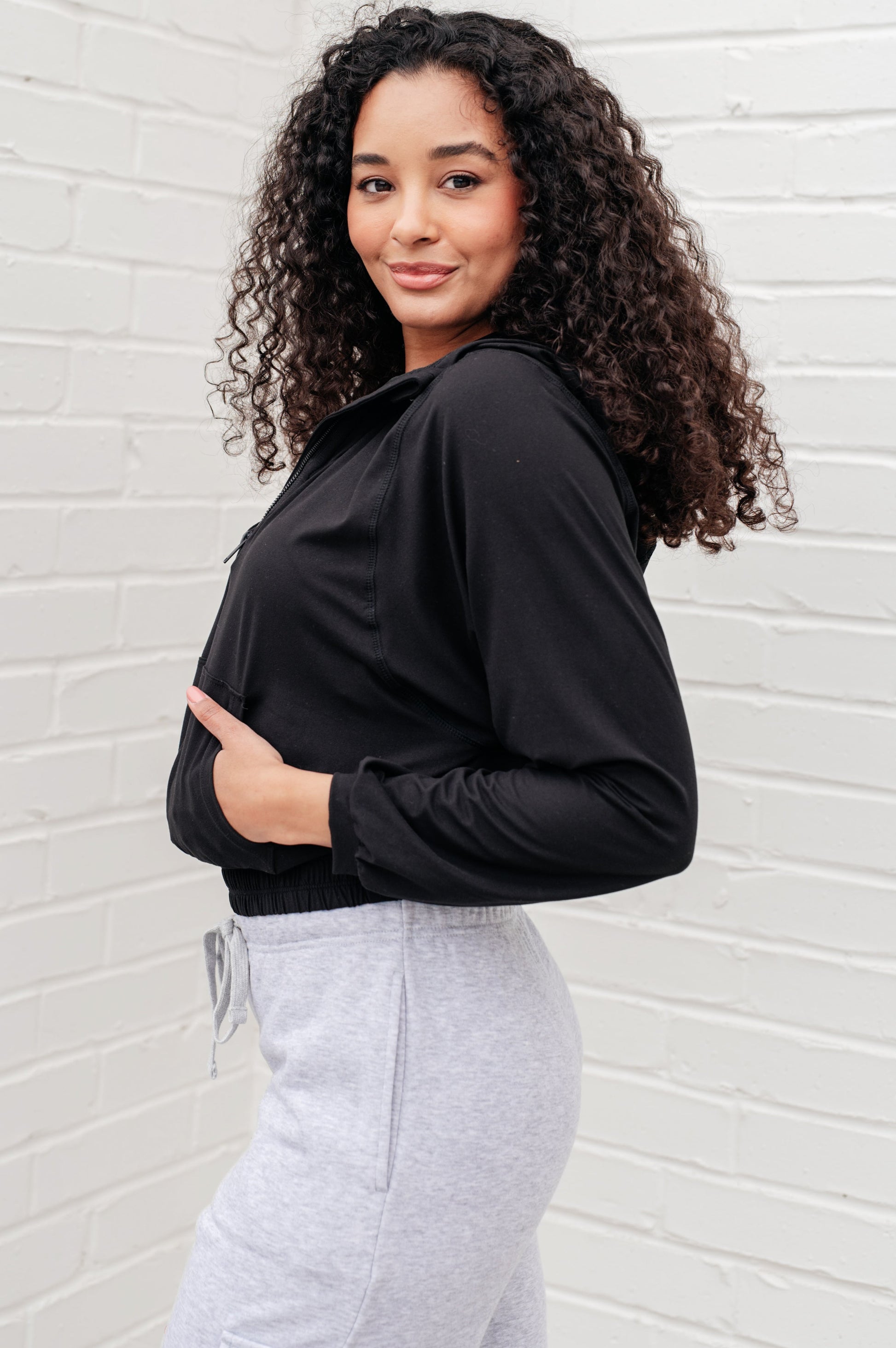 Morning Run Half Zip Hoodie in Black - Shop All Around Divas