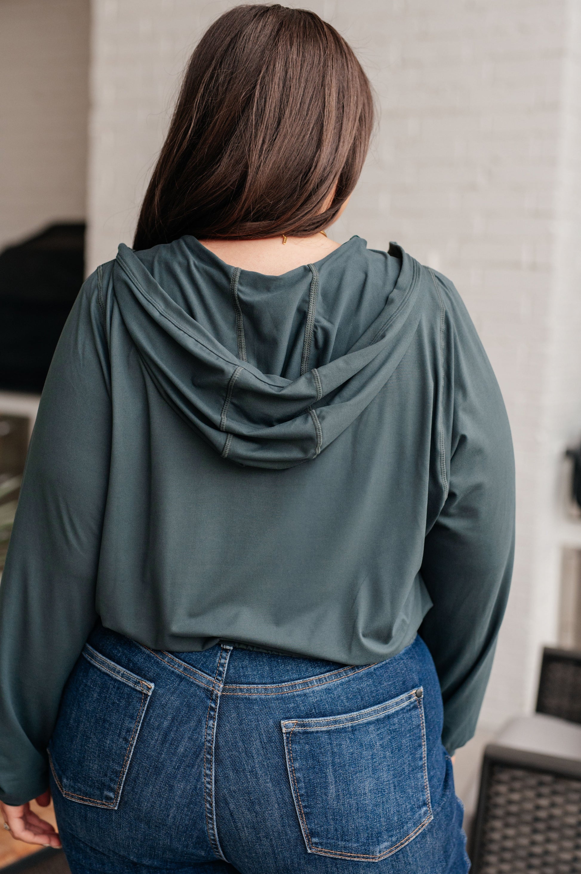 Morning Run Half Zip Hoodie in Smoked Spruce - Shop All Around Divas