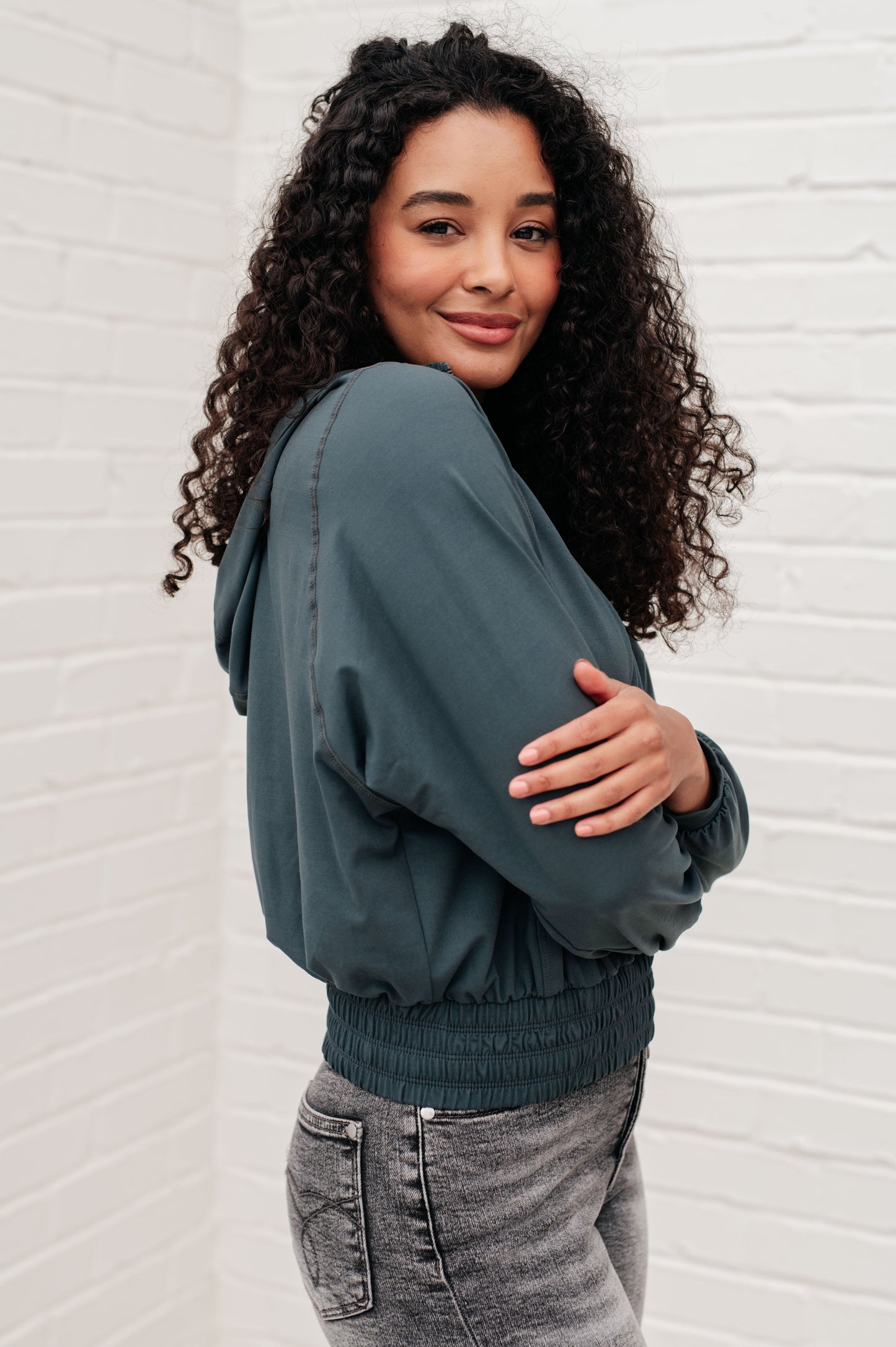 Morning Run Half Zip Hoodie in Smoked Spruce - Shop All Around Divas