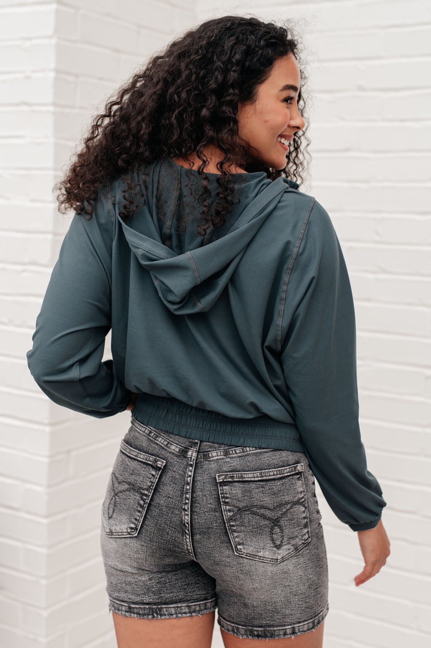 Morning Run Half Zip Hoodie in Smoked Spruce - Shop All Around Divas