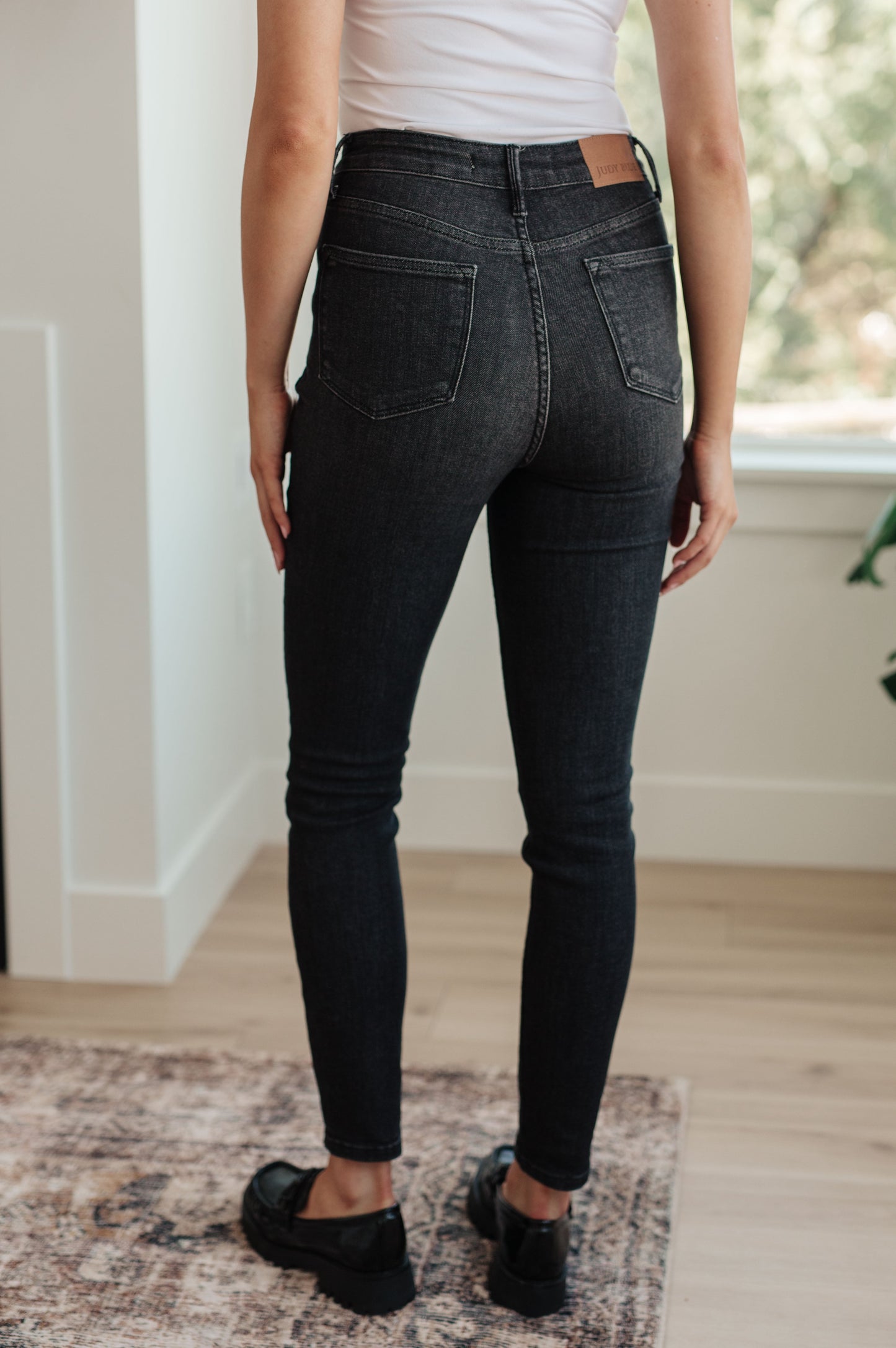 Octavia High Rise Control Top Skinny Jeans in Washed Black - Shop All Around Divas